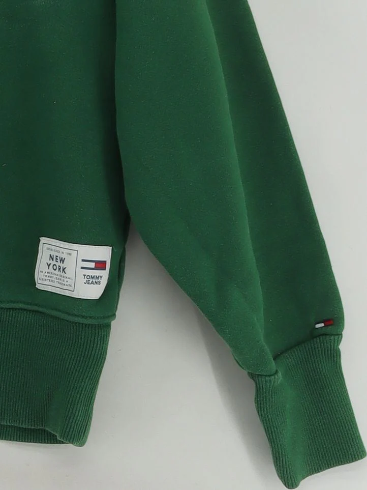 Tommy Jeans Men's Hoodie S Green Graphic 100% Cotton Pullover - Image 4