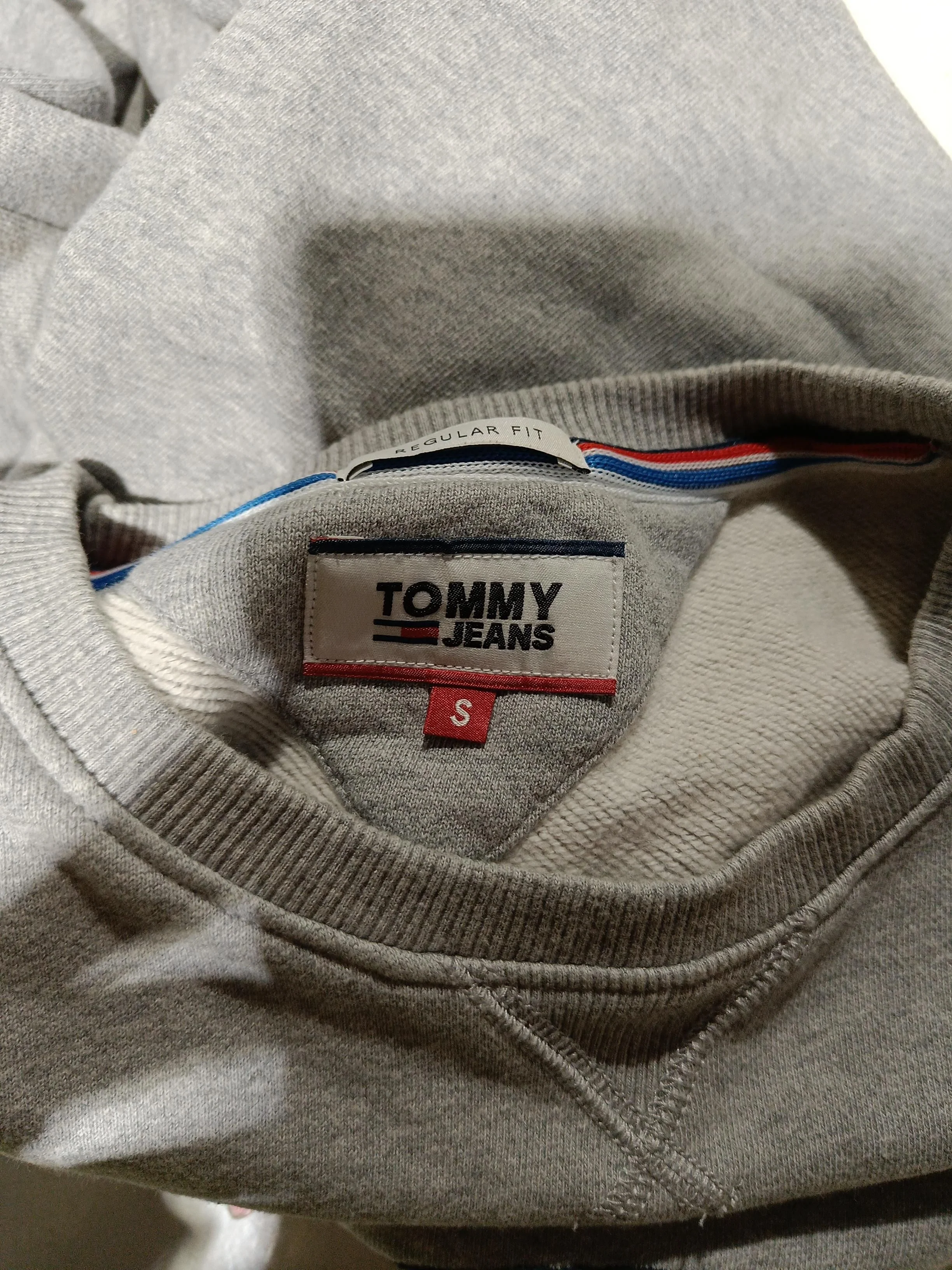 Tommy Jeans Men's Hoodie S Grey Graphic Cotton with Elastane Pullover - Image 7