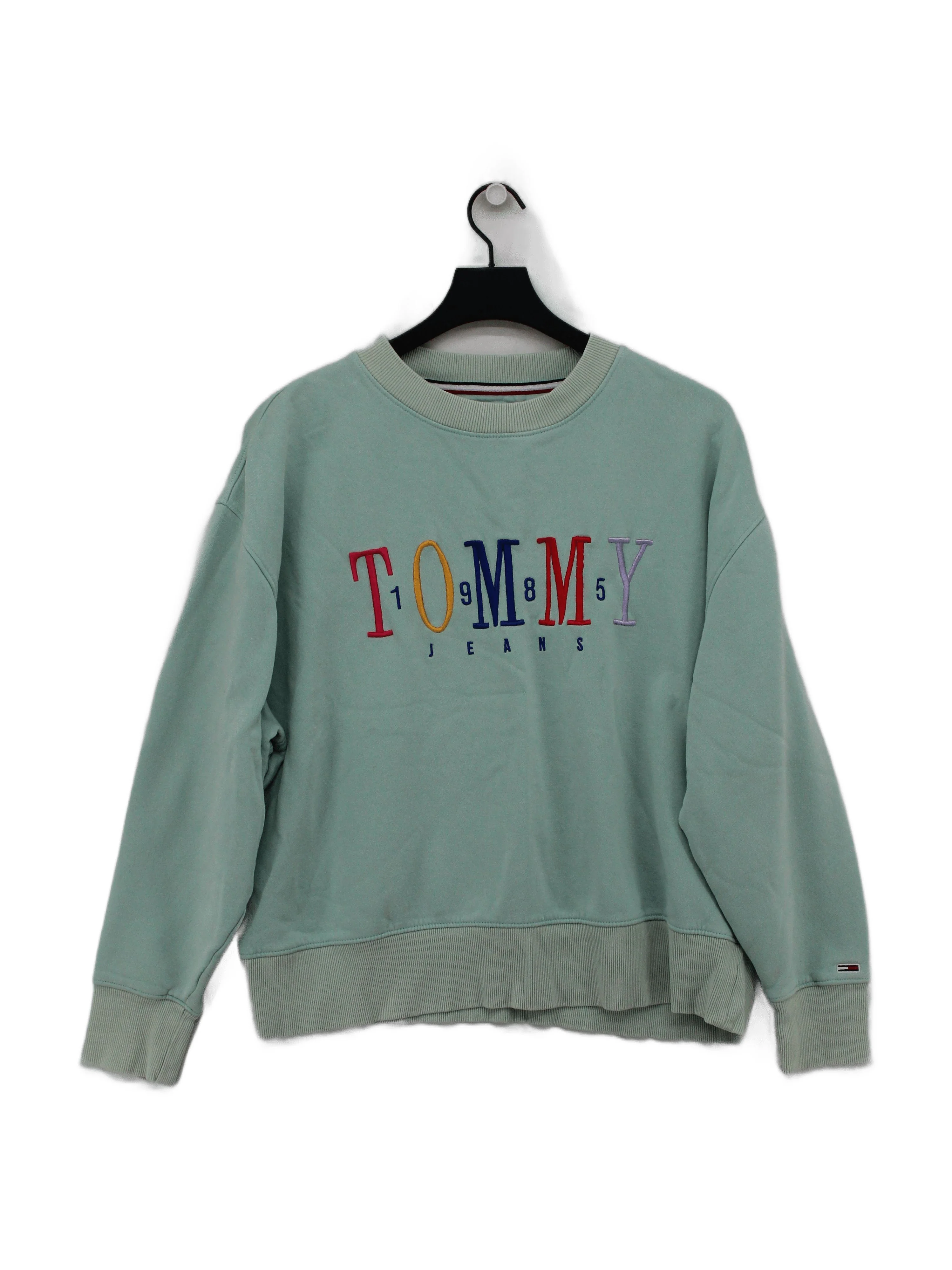 Tommy Jeans Men's Hoodie XL Green Graphic Cotton with Polyester Pullover