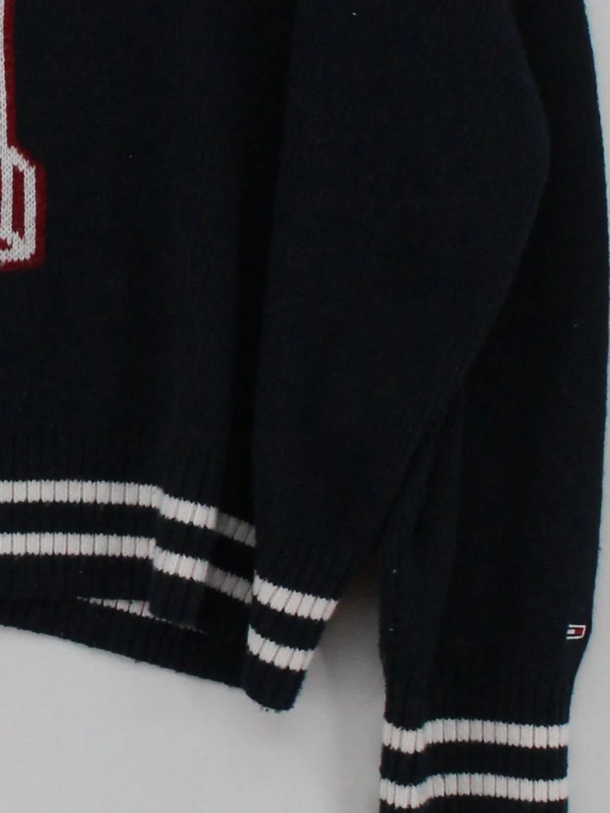 Tommy Jeans Men's Jumper L Blue Striped Acrylic with Polyester V-Neck Pullover - Image 4