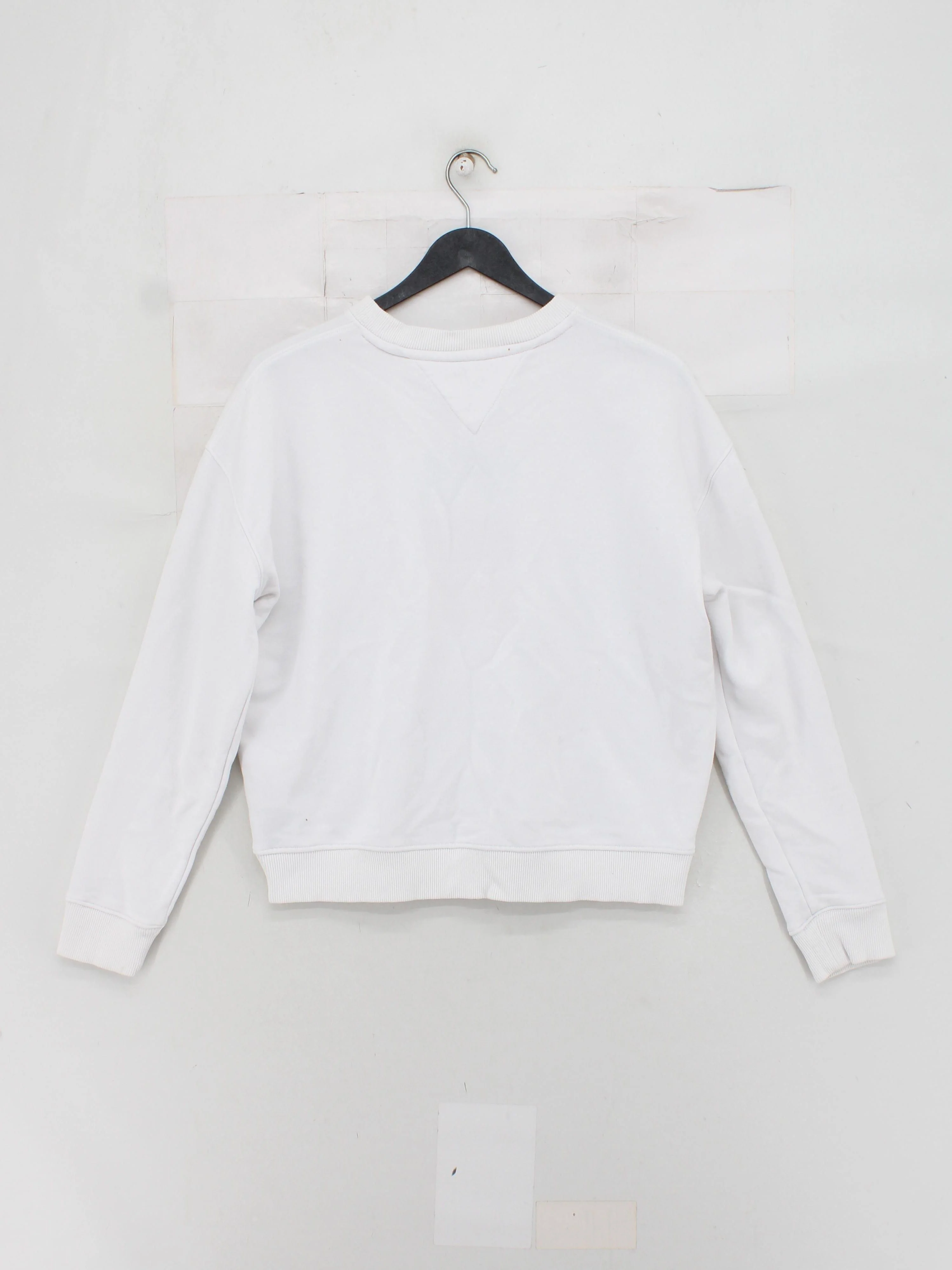 Tommy Jeans Women's Hoodie XS White Graphic Cotton with Polyester Pullover - Image 2