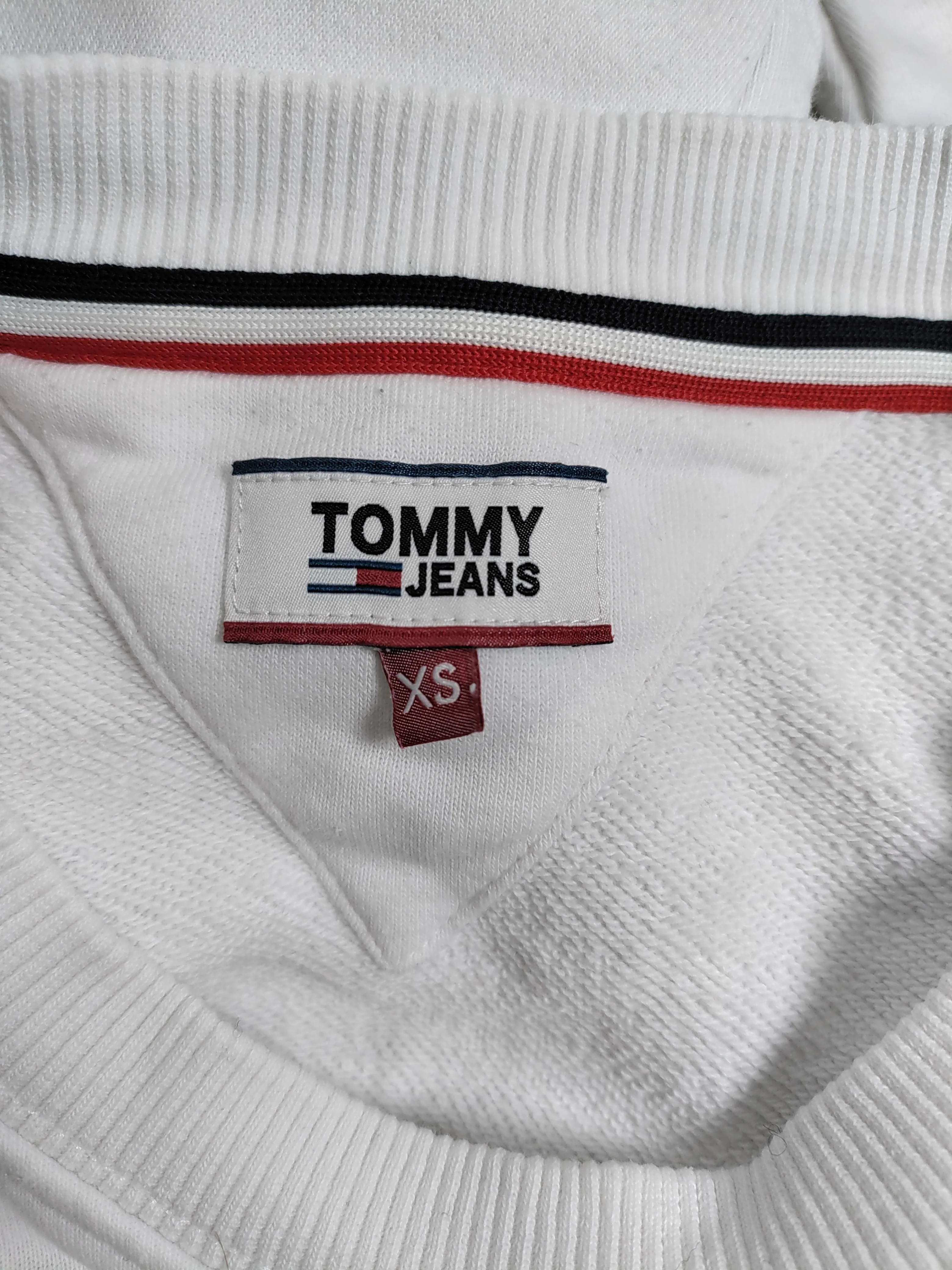 Tommy Jeans Women's Hoodie XS White Graphic Cotton with Polyester Pullover - Image 5