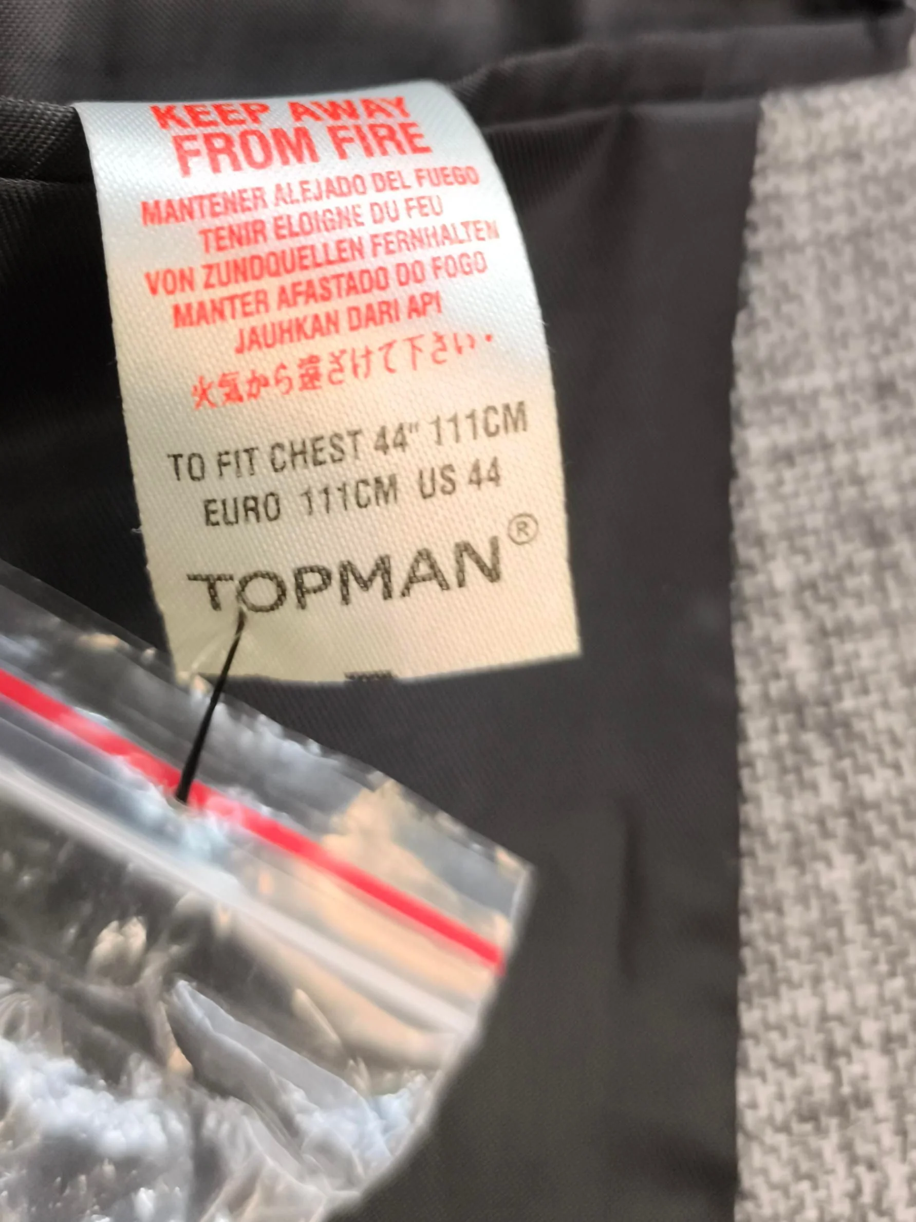 Topman Men's Blazer Chest: 44 in Grey Wool - Image 5