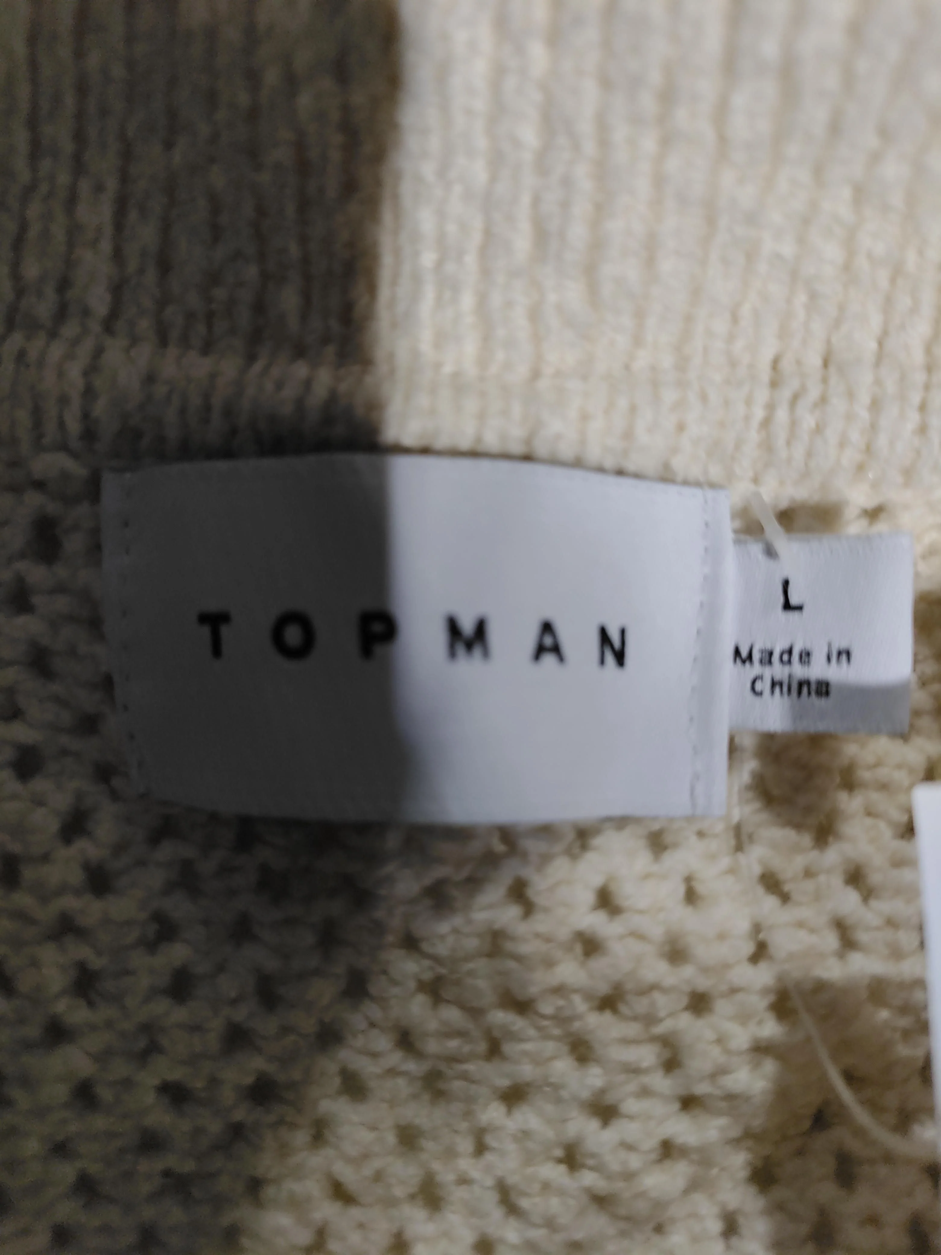 Topman Men's Cardigan L Cream Cotton with Nylon Collared Cardigan New with tags - Image 5