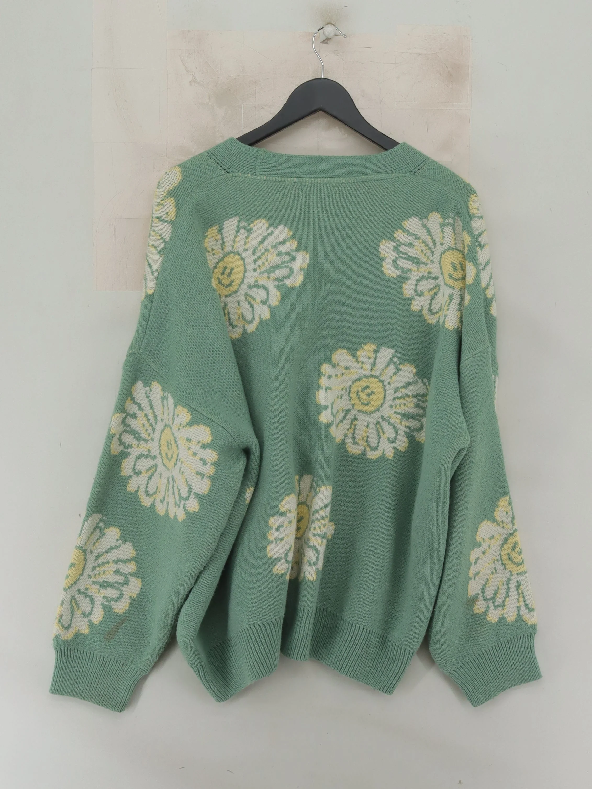 Topman Men's Cardigan M Green Floral 100% Other V-Neck Cardigan - Image 2