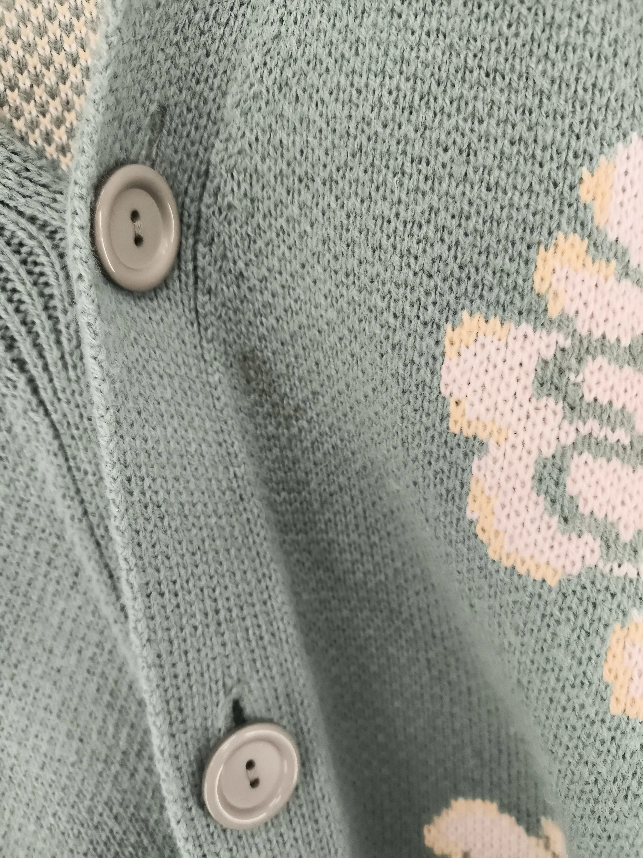 Topman Men's Cardigan M Green Floral 100% Other V-Neck Cardigan - Image 5