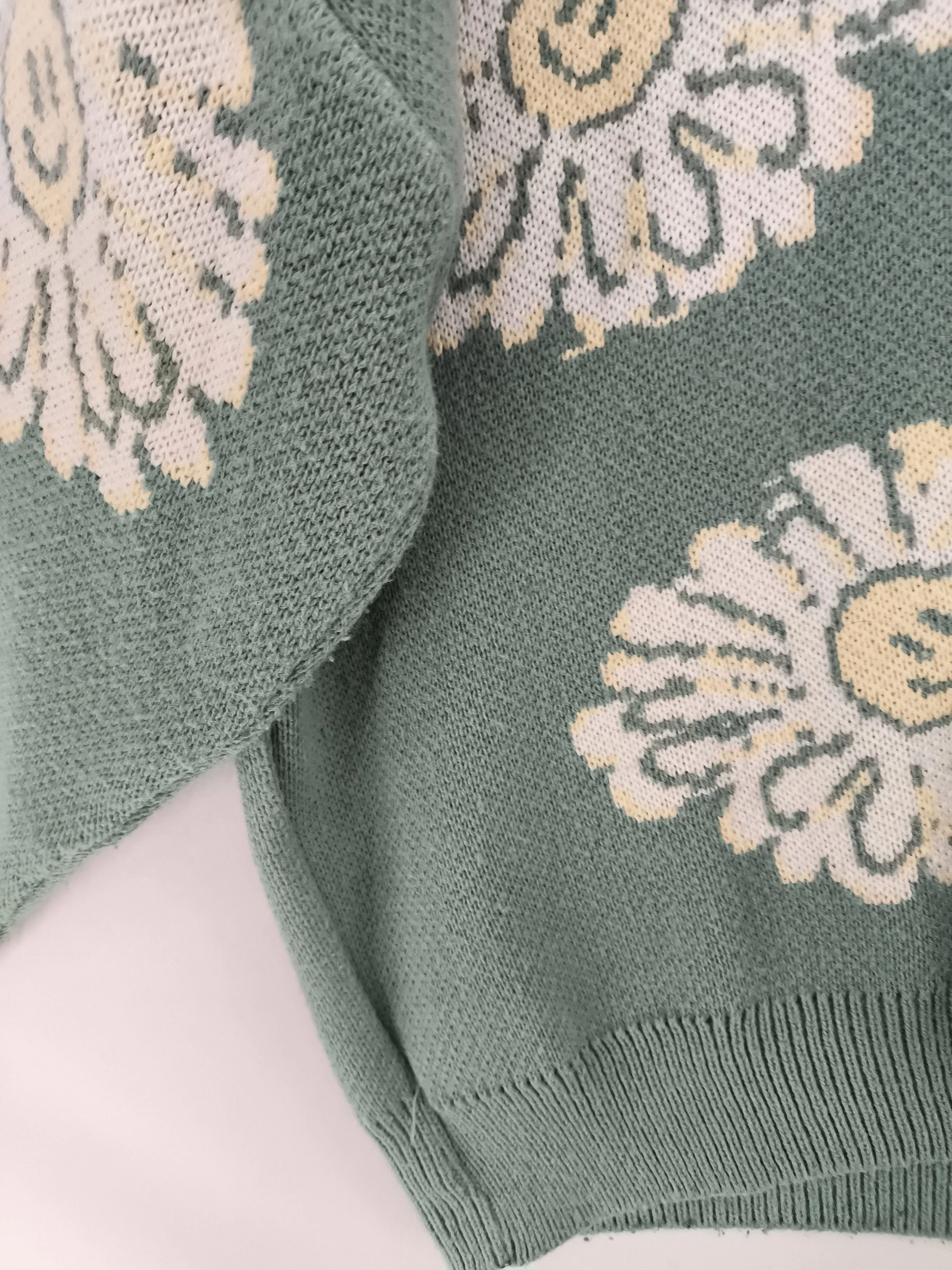 Topman Men's Cardigan M Green Floral 100% Other V-Neck Cardigan - Image 6