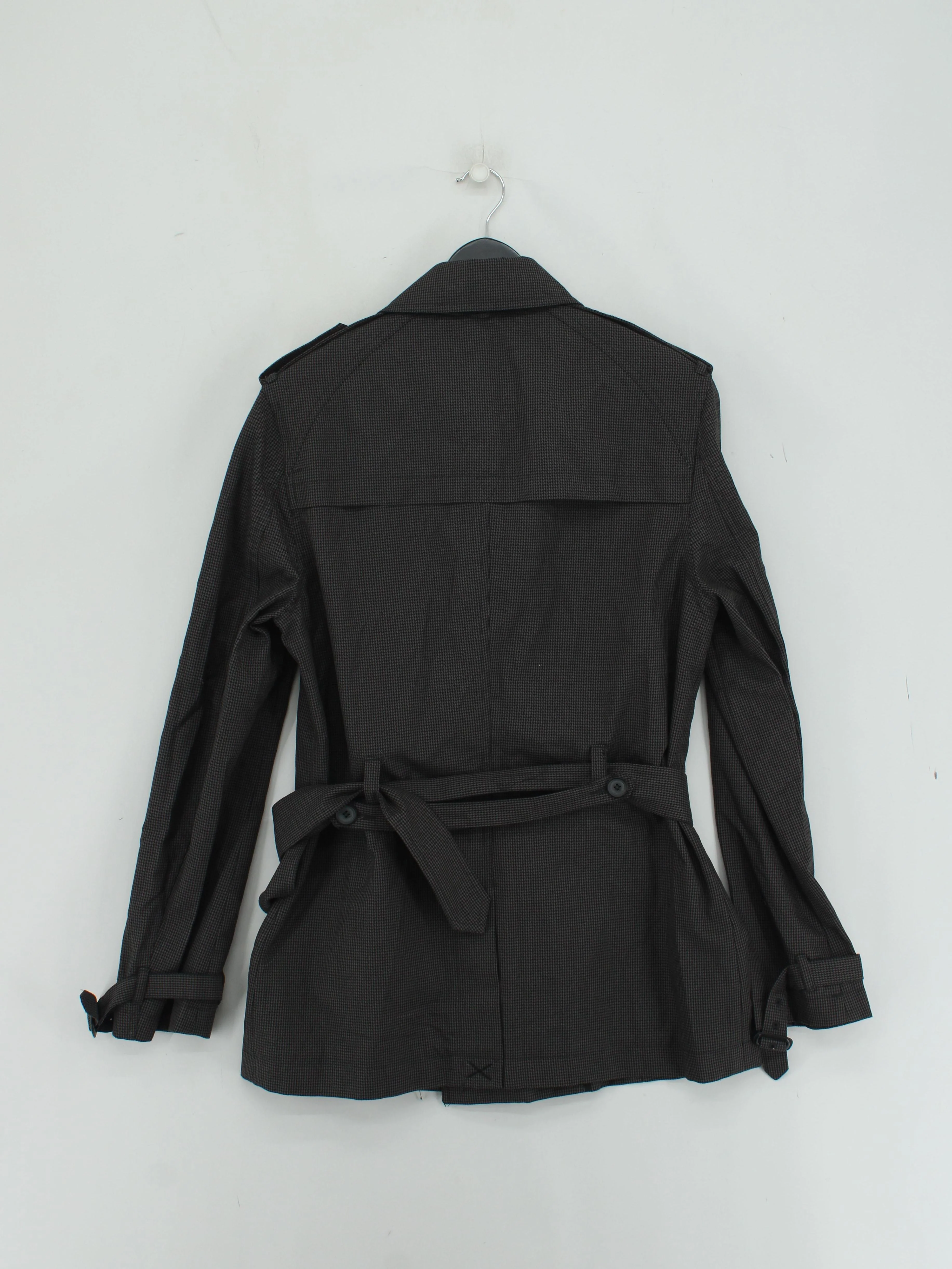 Topman Men's Coat M Black Striped Polyester with Viscose Trench Coat - Image 2