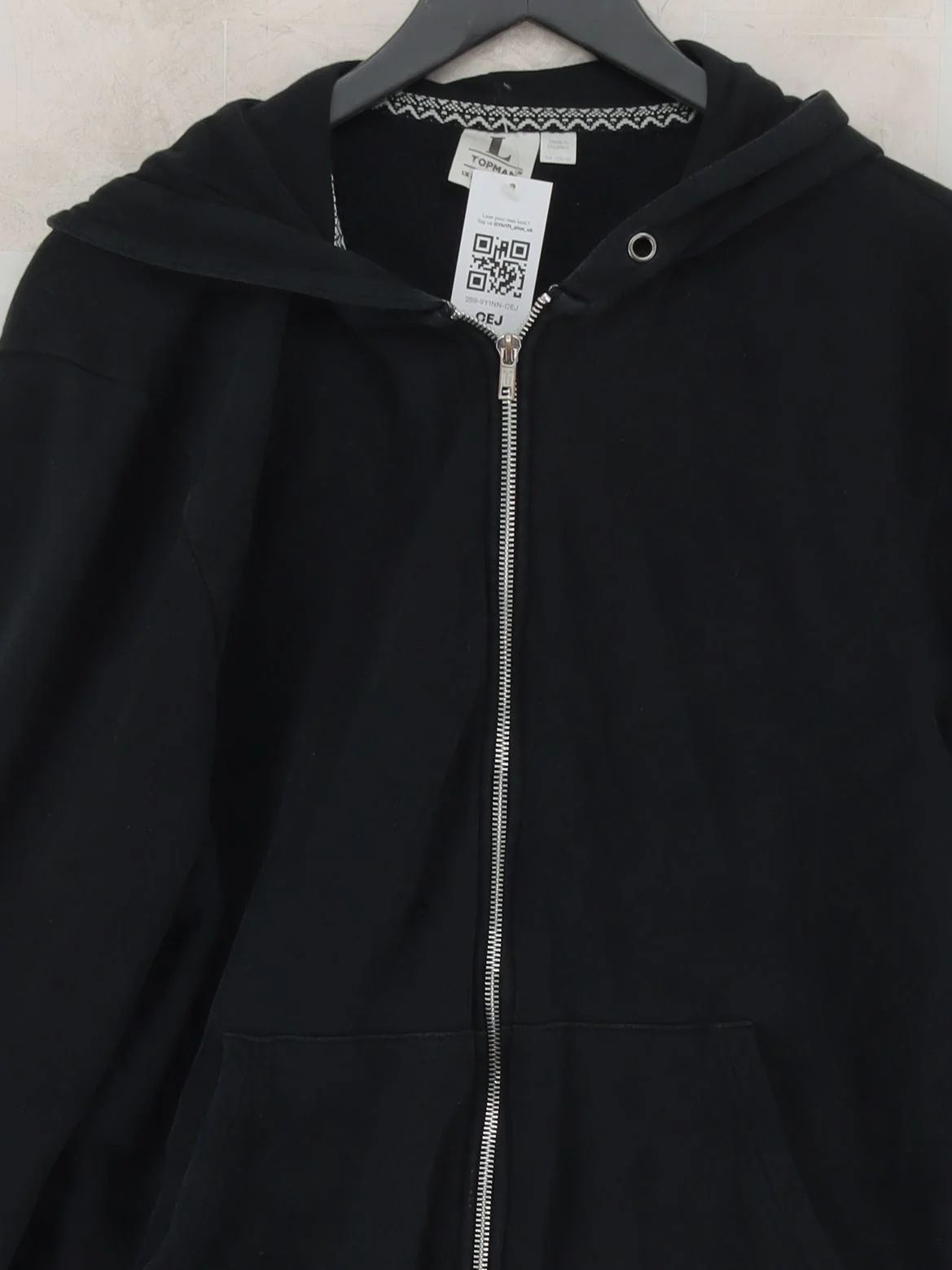 Topman Men's Hoodie L Black 100% Cotton Pullover - Image 3