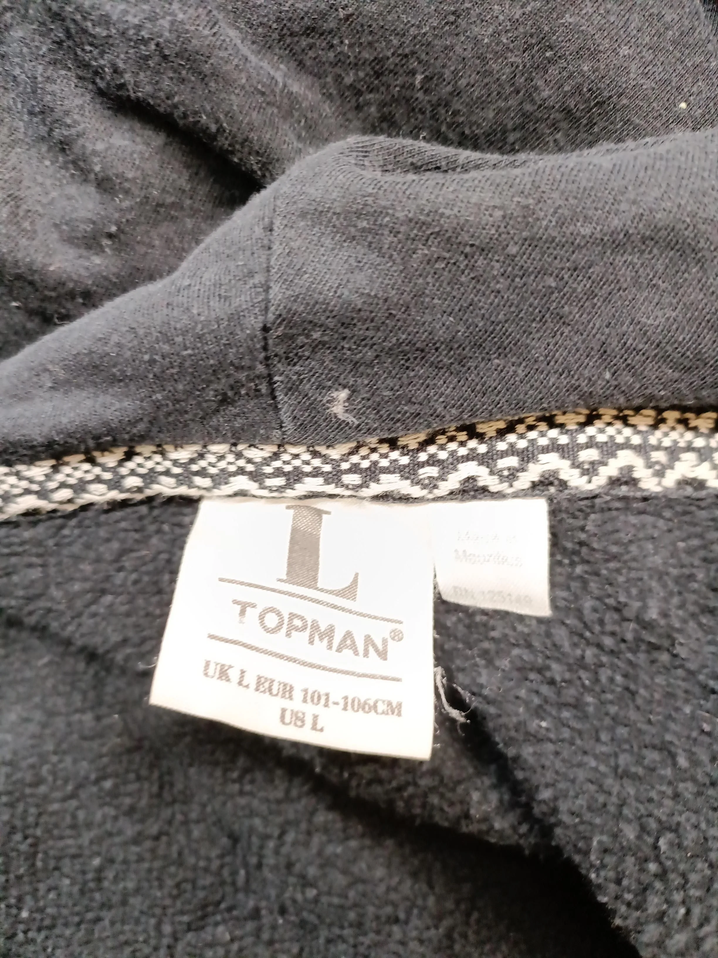 Topman Men's Hoodie L Black 100% Cotton Pullover - Image 8