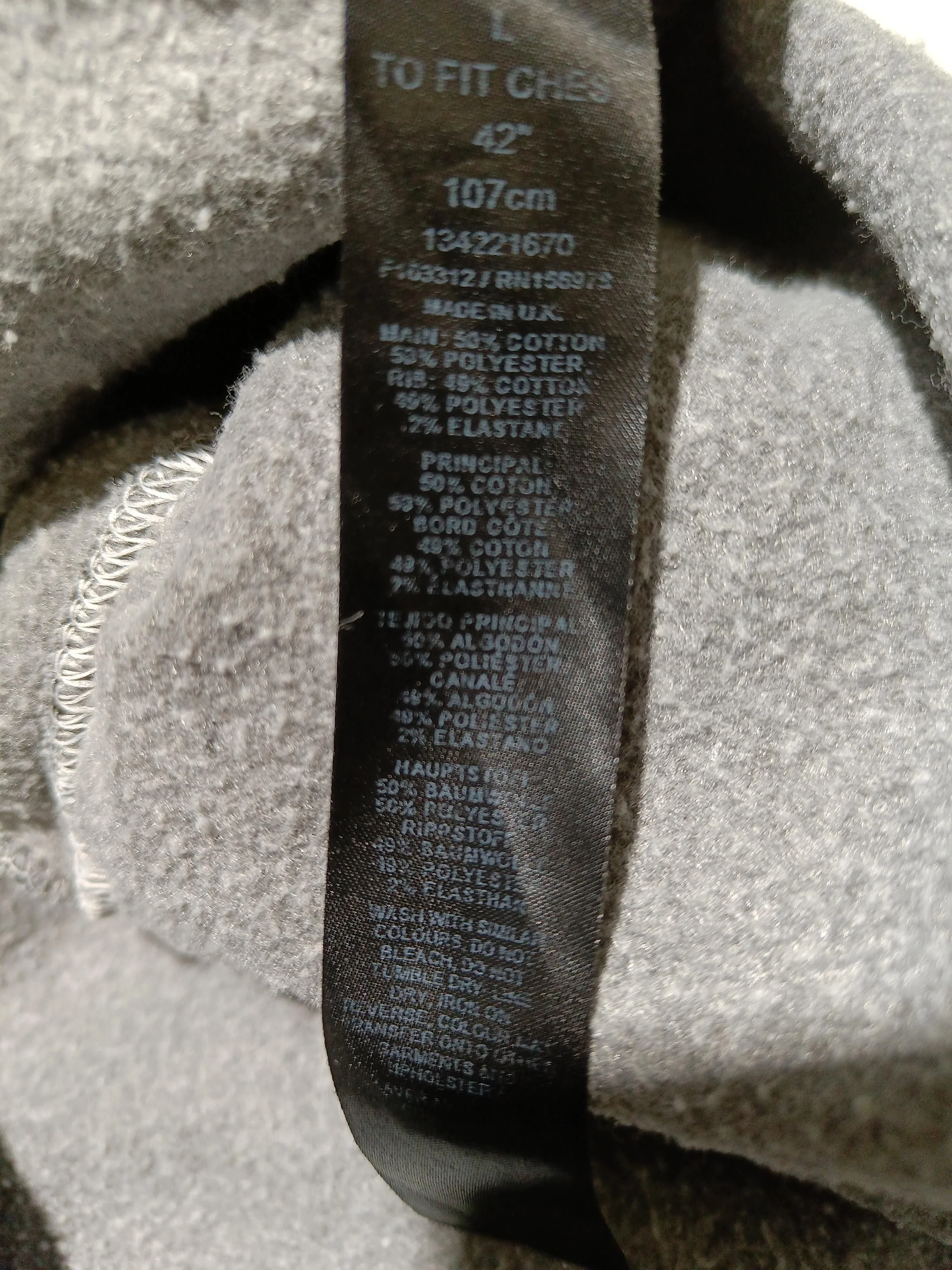 Topman Men's Hoodie L Grey Cotton with Polyester, Elastane Pullover - Image 7