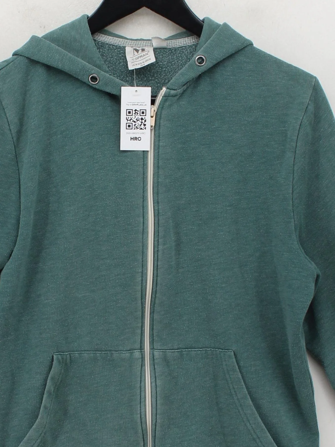 Topman Men's Hoodie M Green Cotton with Polyester Pullover - Image 3