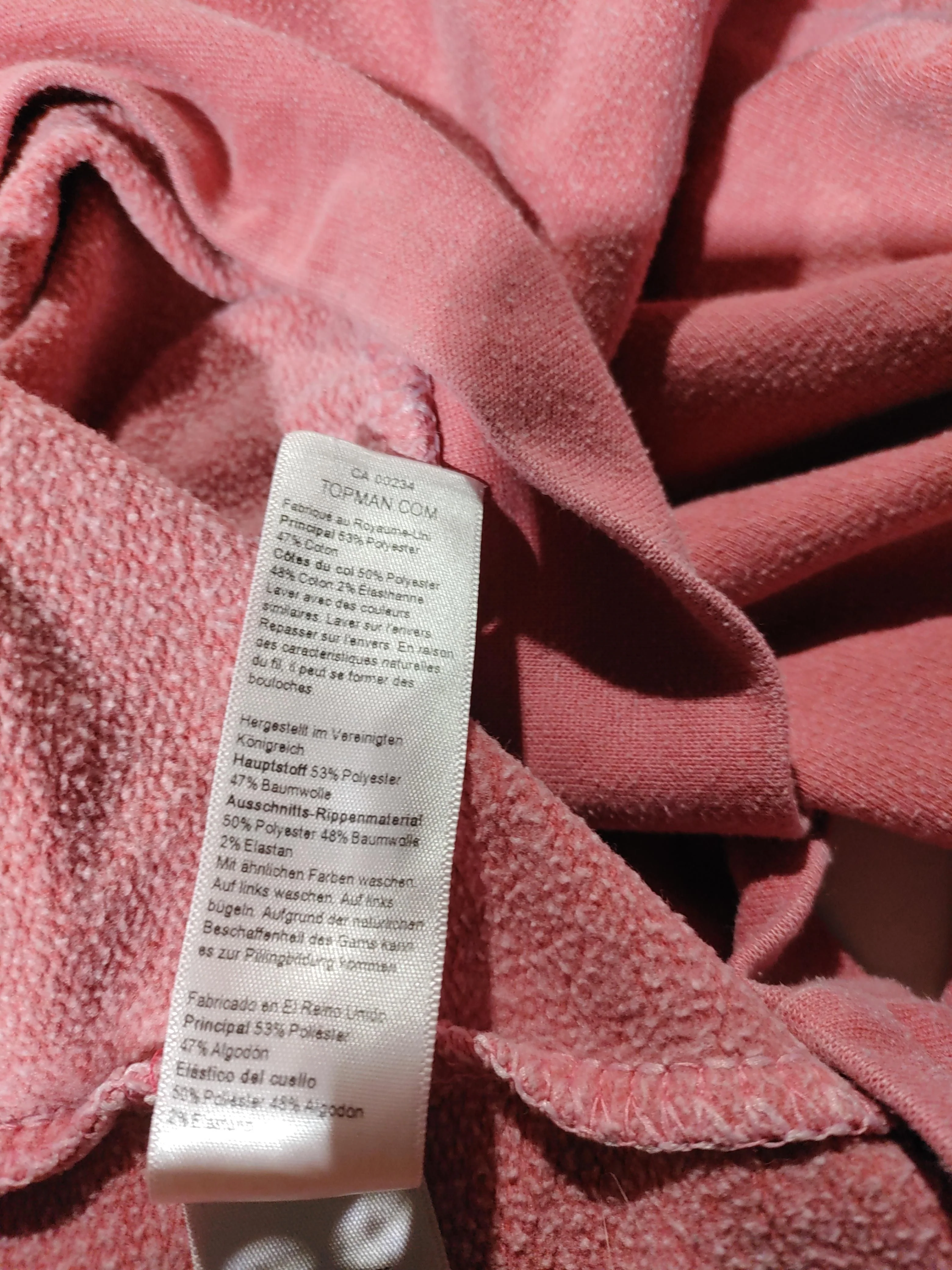 Topman Men's Hoodie S Red Polyester with Cotton, Elastane Pullover - Image 7