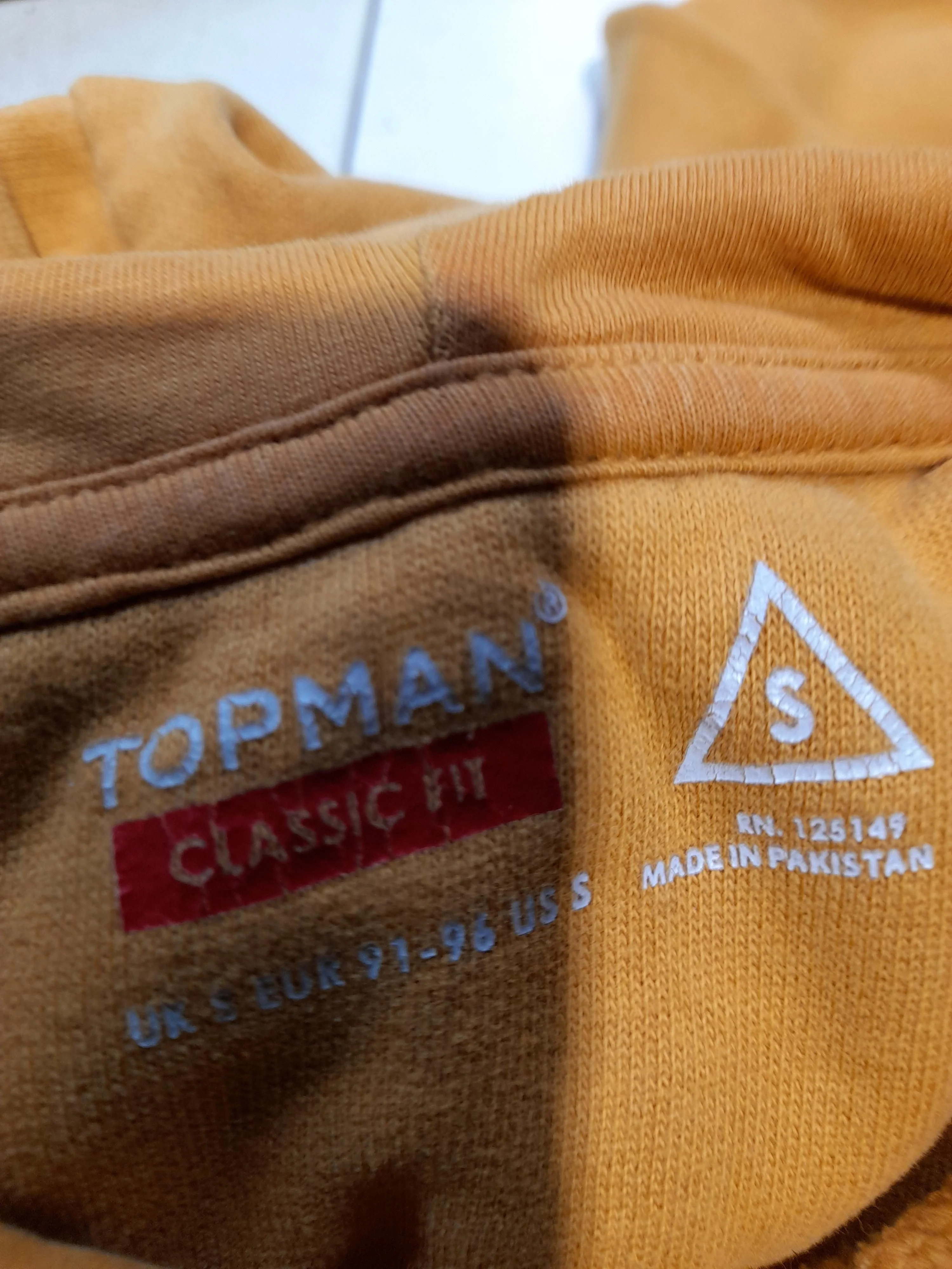 Topman Men's Hoodie S Yellow Cotton with Polyester Pullover - Image 5
