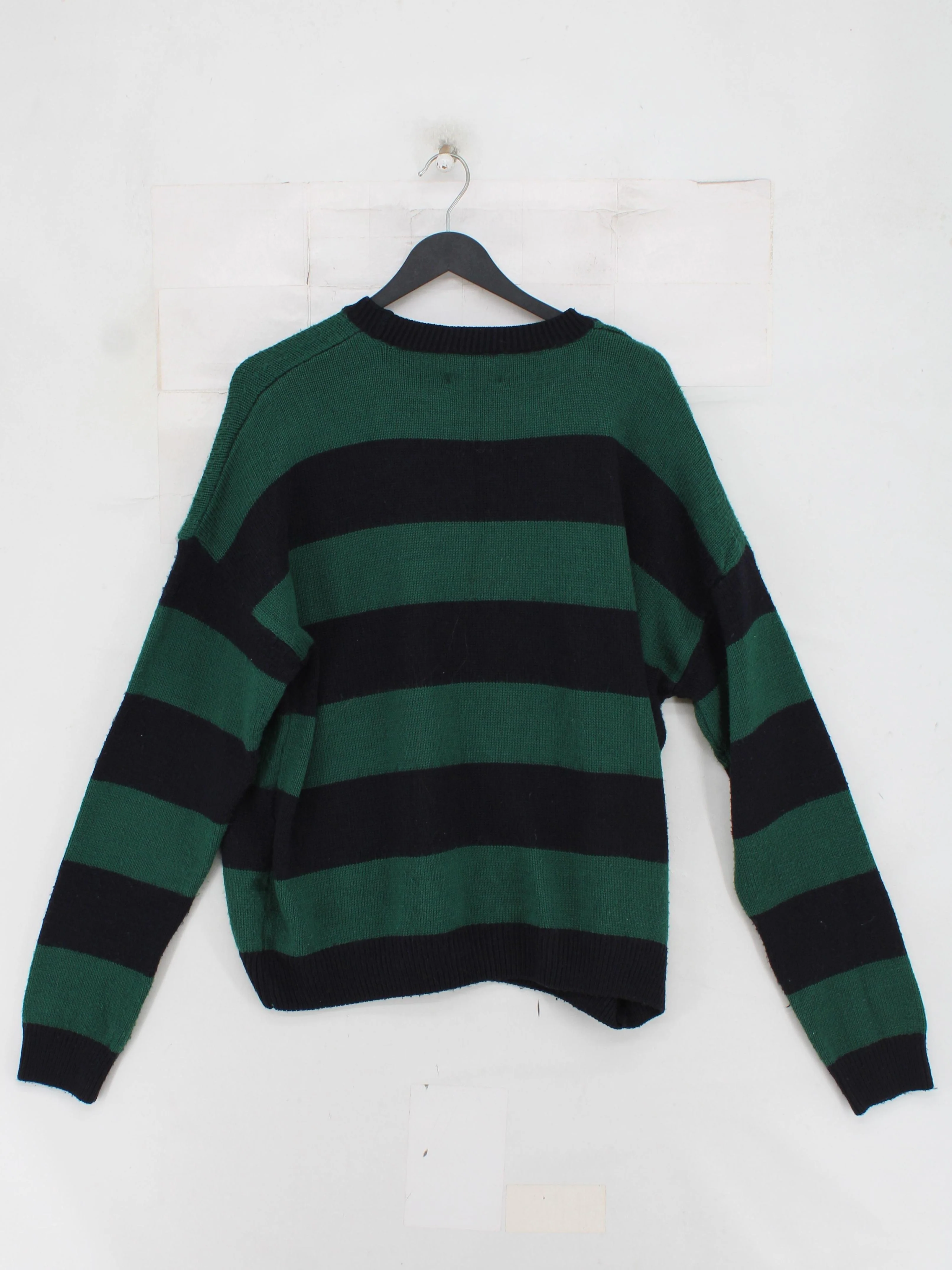 Topman Men's Jumper L Green Striped 100% Acrylic Round Neck Pullover - Image 2