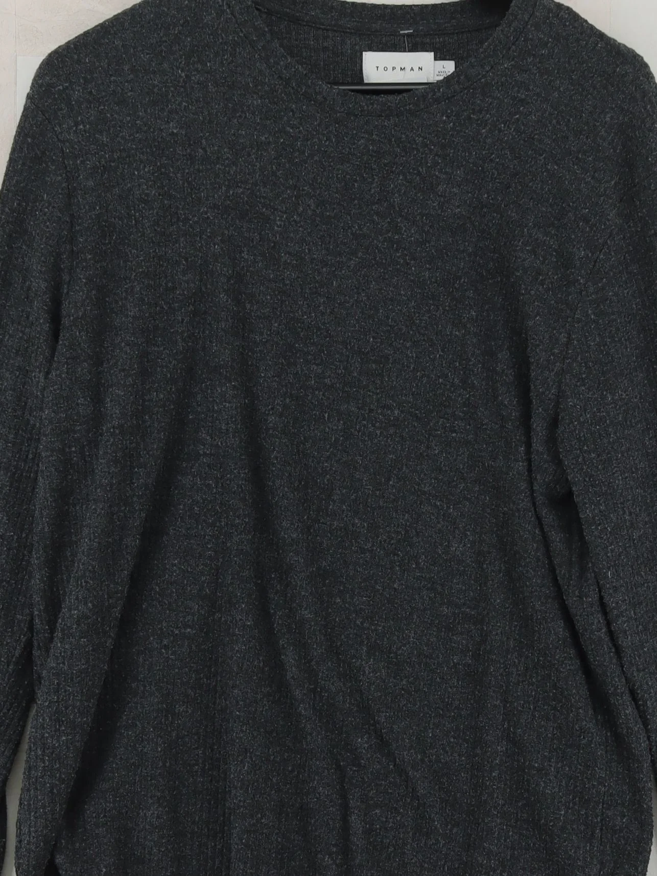 Topman Men's Jumper L Grey Polyester with Viscose Round Neck Pullover - Image 3