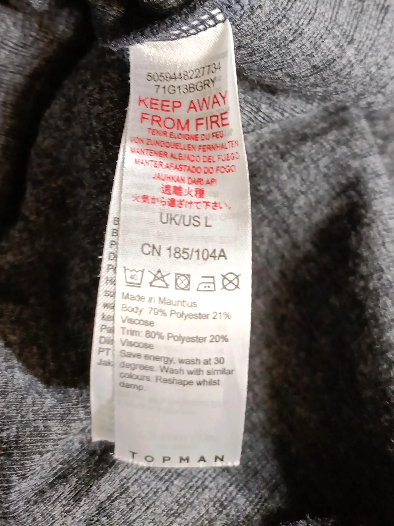 Topman Men's Jumper L Grey Polyester with Viscose Round Neck Pullover - Image 7