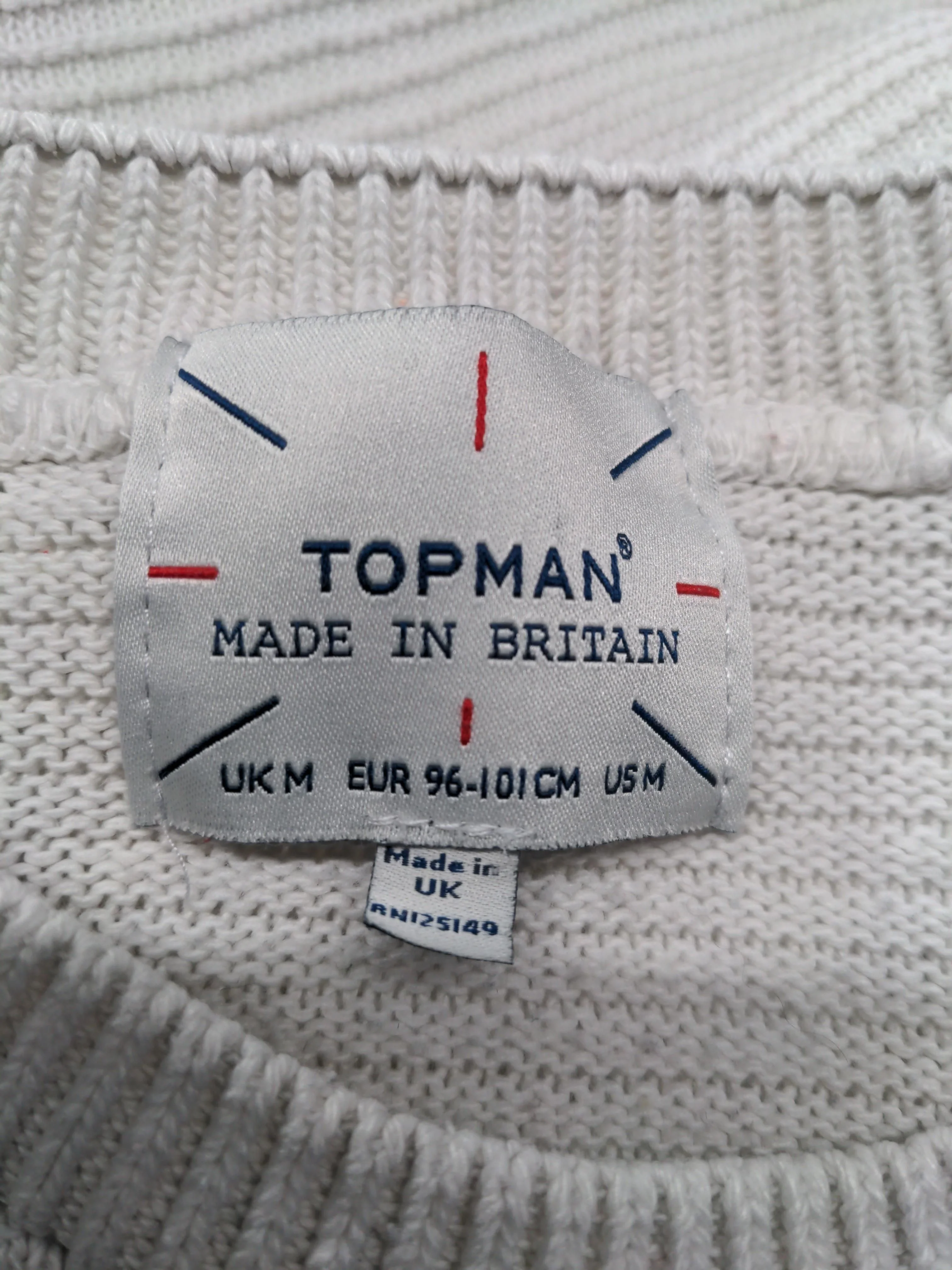 Topman Men's Jumper M White Acrylic with Cotton, Viscose, Polyester Pullover - Image 6