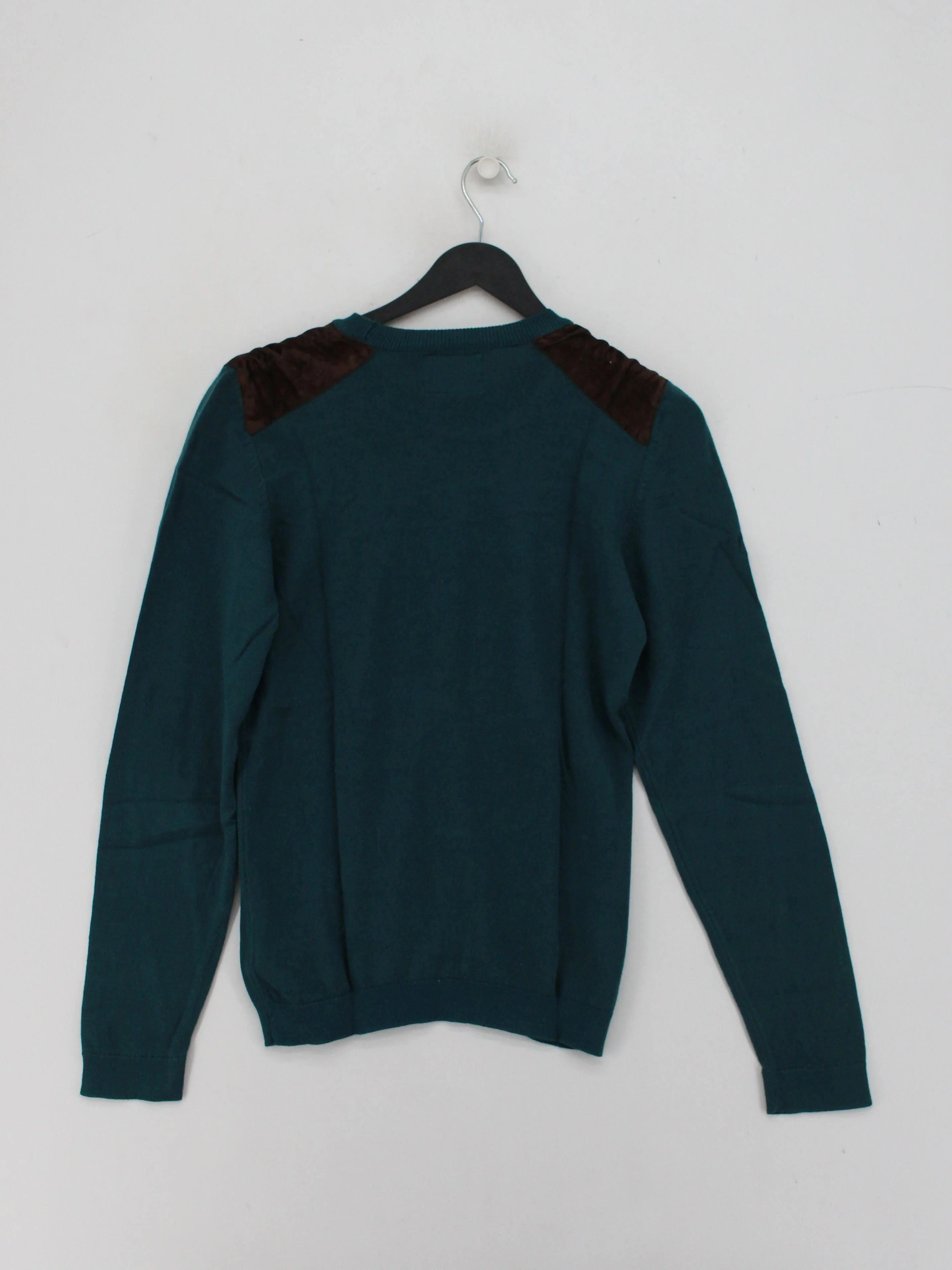 Topman Men's Jumper S Green Cotton with Polyester, Viscose Crew Neck Pullover - Image 2