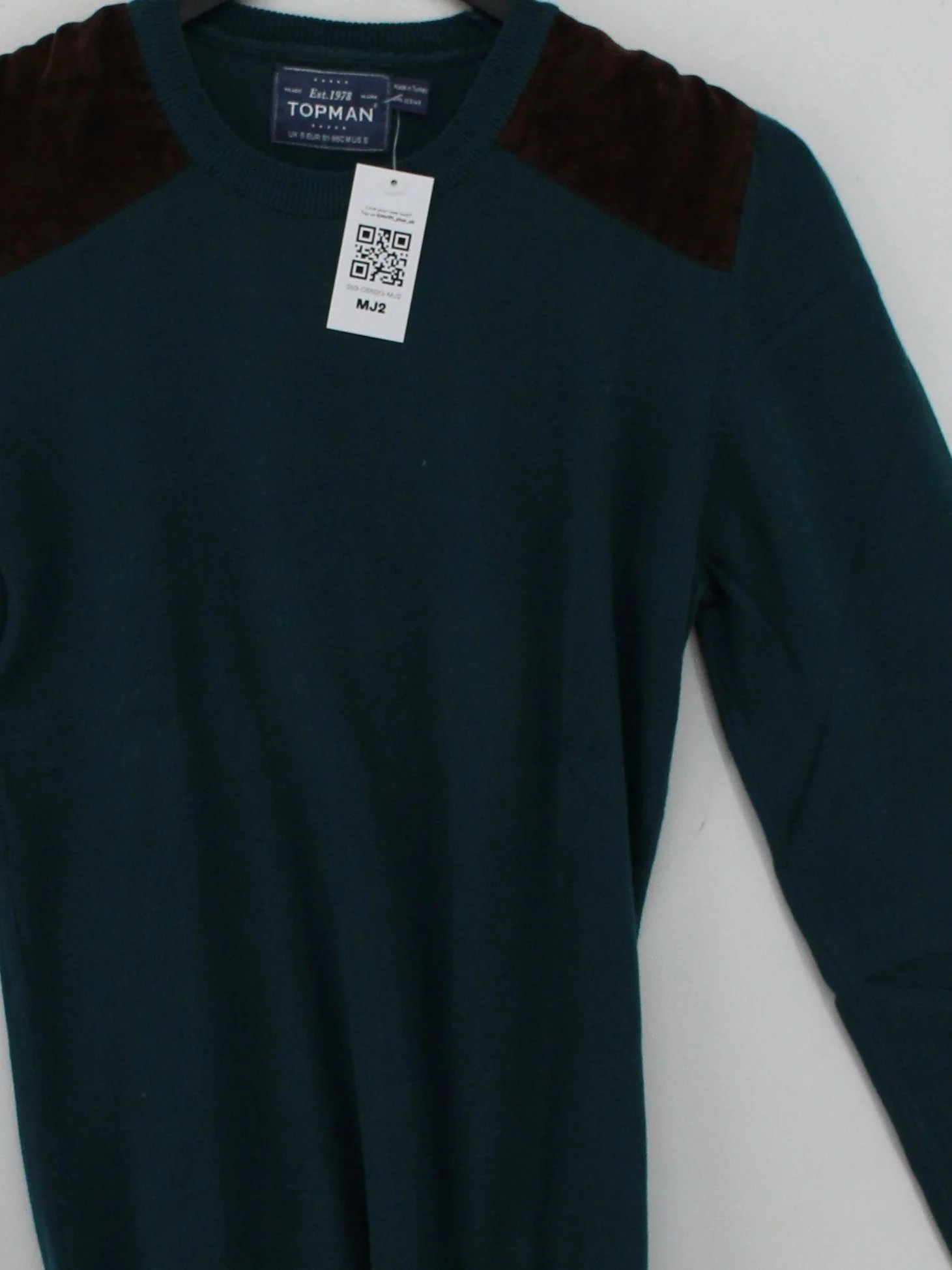 Topman Men's Jumper S Green Cotton with Polyester, Viscose Crew Neck Pullover - Image 3