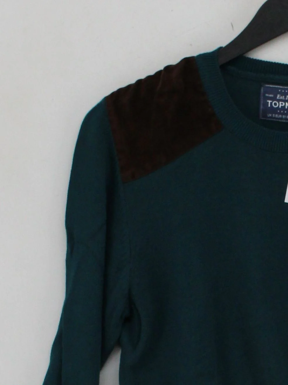 Topman Men's Jumper S Green Cotton with Polyester, Viscose Crew Neck Pullover - Image 4