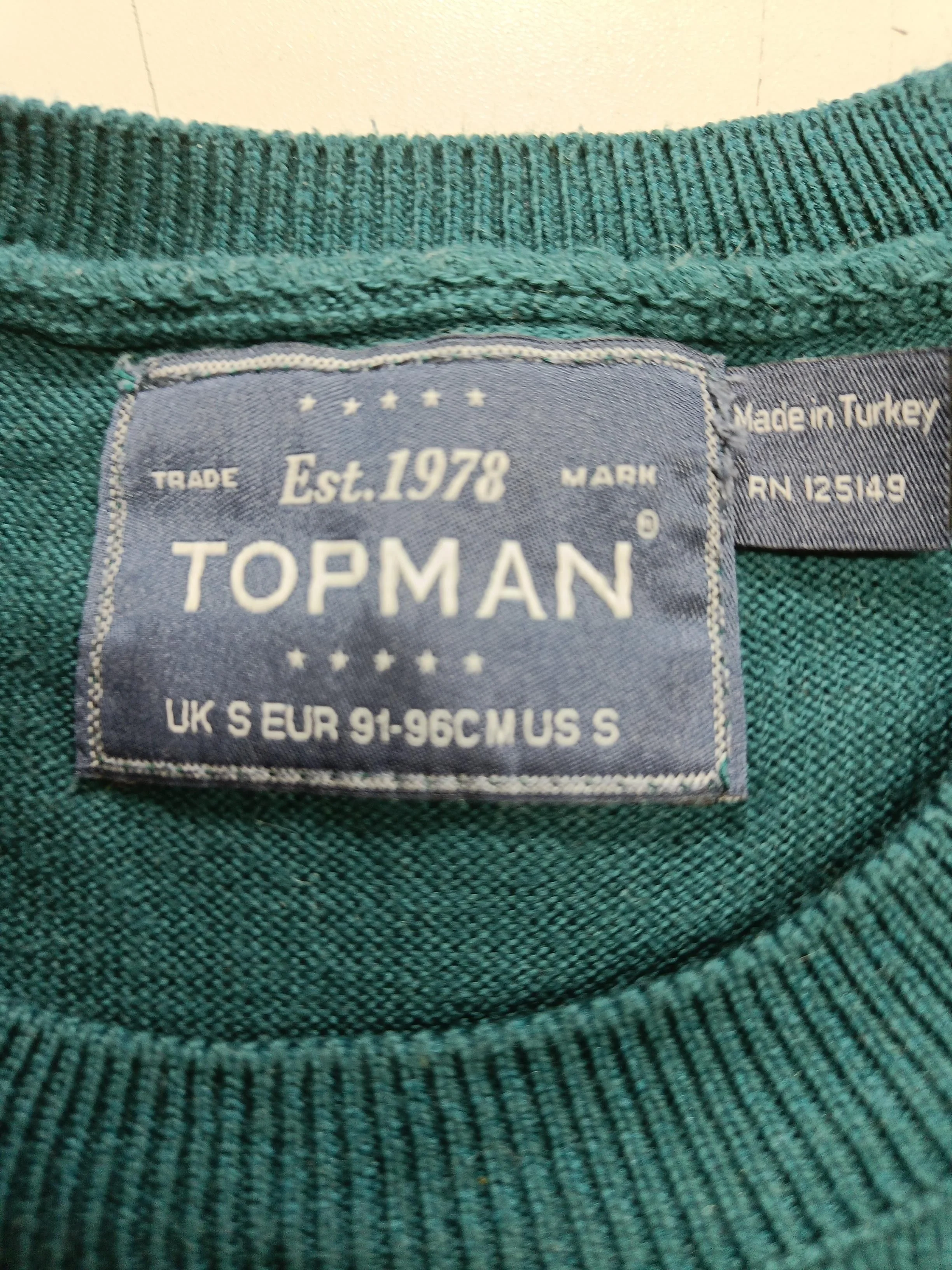 Topman Men's Jumper S Green Cotton with Polyester, Viscose Crew Neck Pullover - Image 7