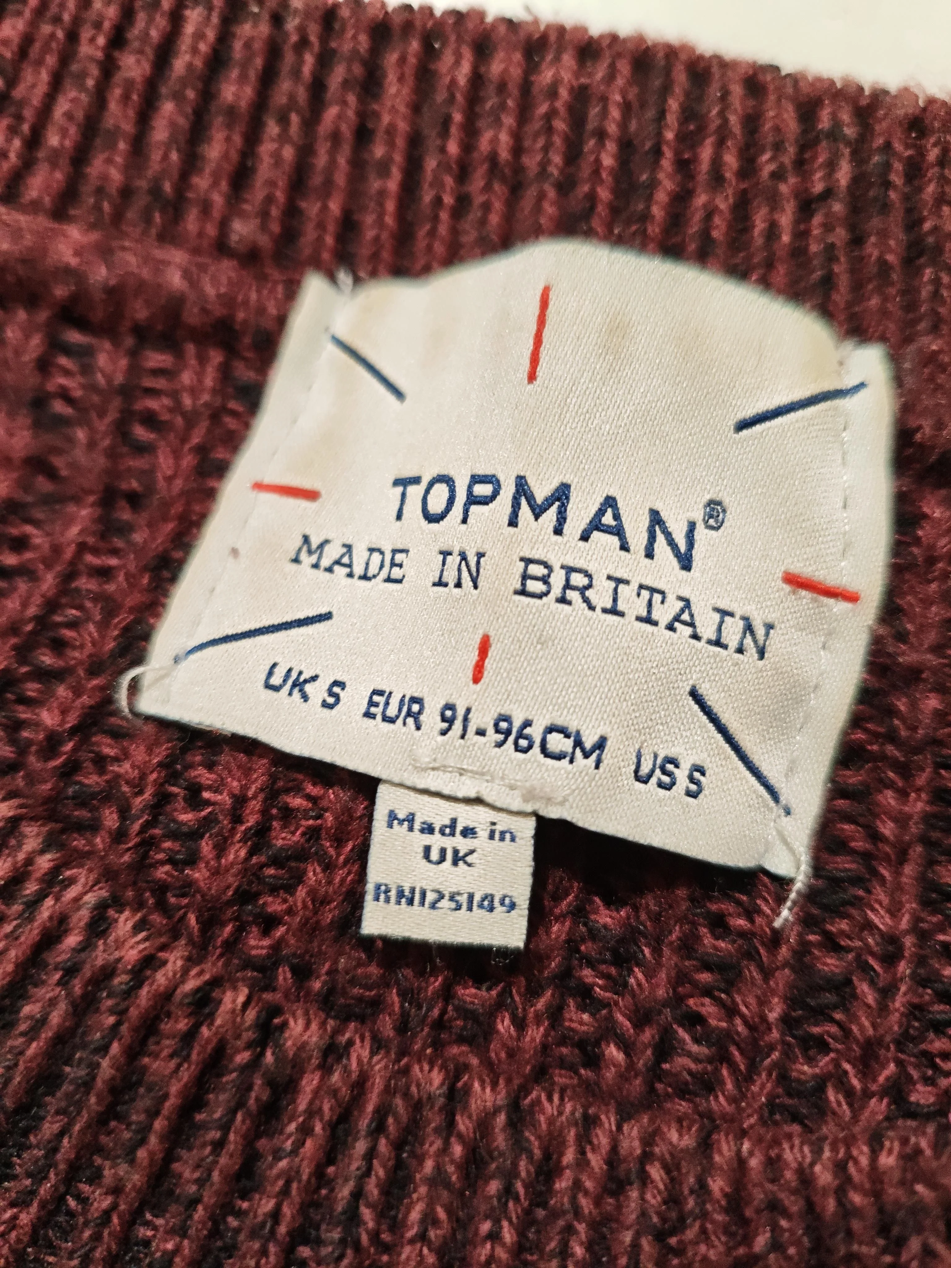 Topman Men's Jumper S Red Cotton with Acrylic, Viscose, Polyester Pullover - Image 5