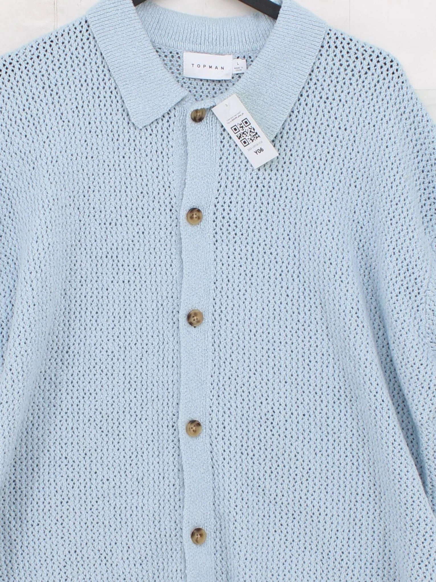 Topman Men's Polo L Blue Cotton with Nylon Basic - Image 3
