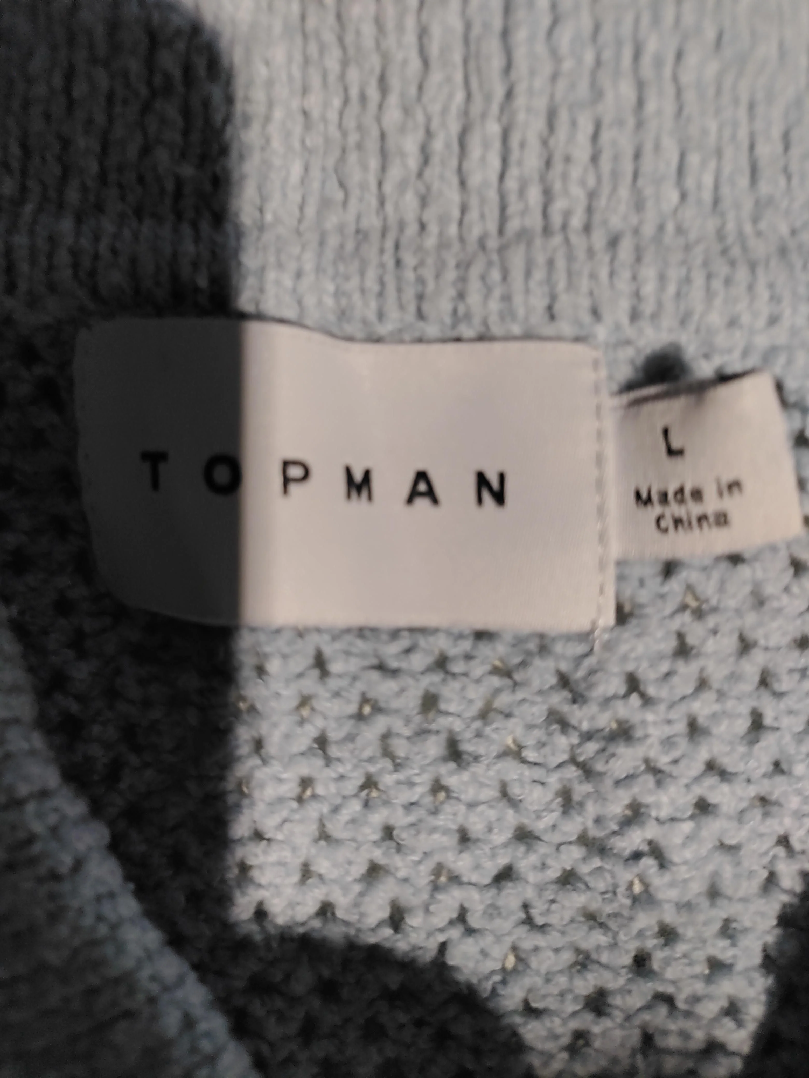Topman Men's Polo L Blue Cotton with Nylon Basic - Image 5