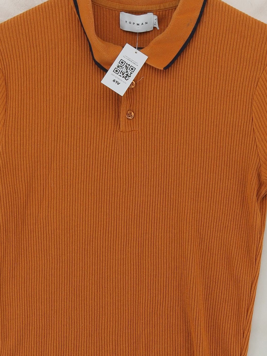 Topman Men's Polo M Orange Cotton with Polyester Basic - Image 3