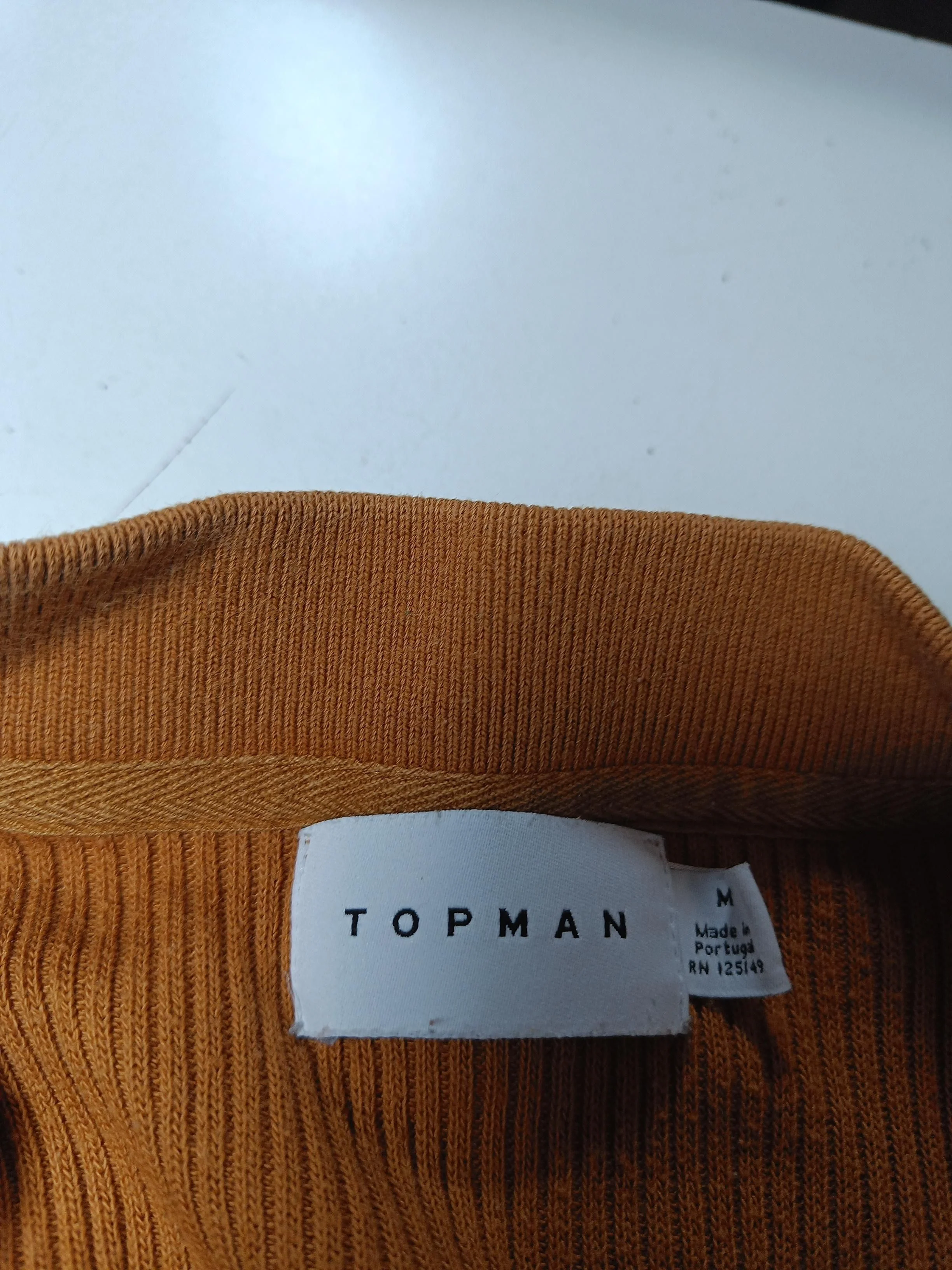 Topman Men's Polo M Orange Cotton with Polyester Basic - Image 7