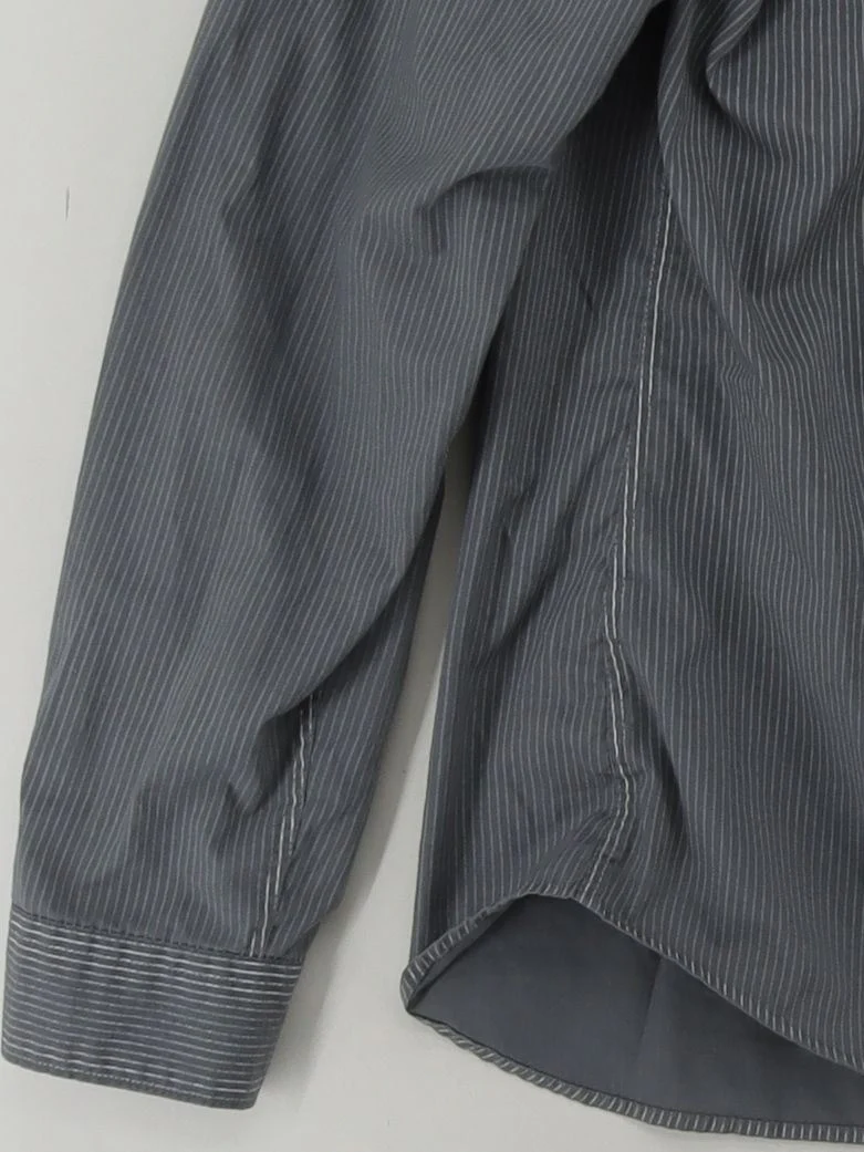 Topman Men's Shirt L Grey Striped 100% Cotton Basic - Image 4