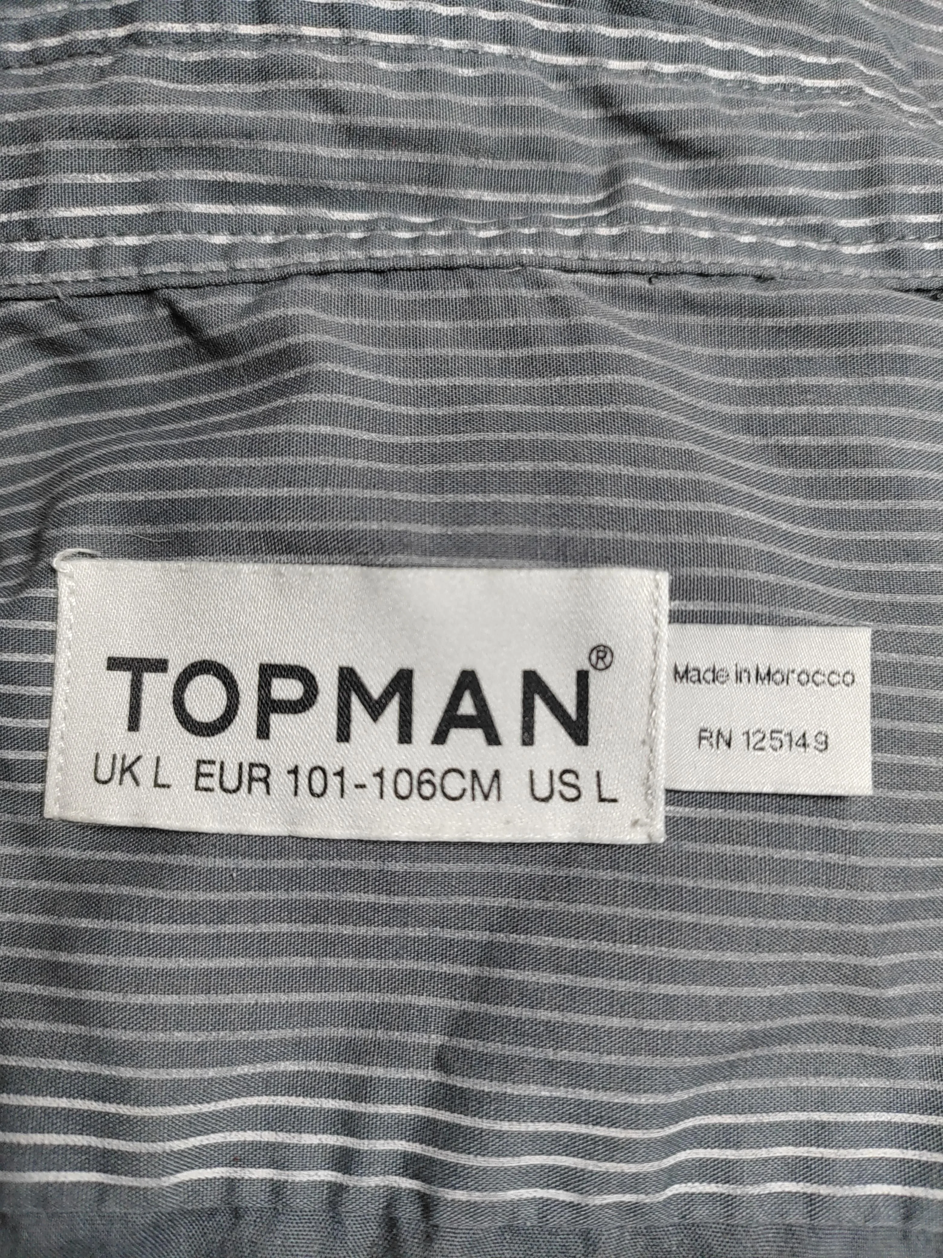Topman Men's Shirt L Grey Striped 100% Cotton Basic - Image 5