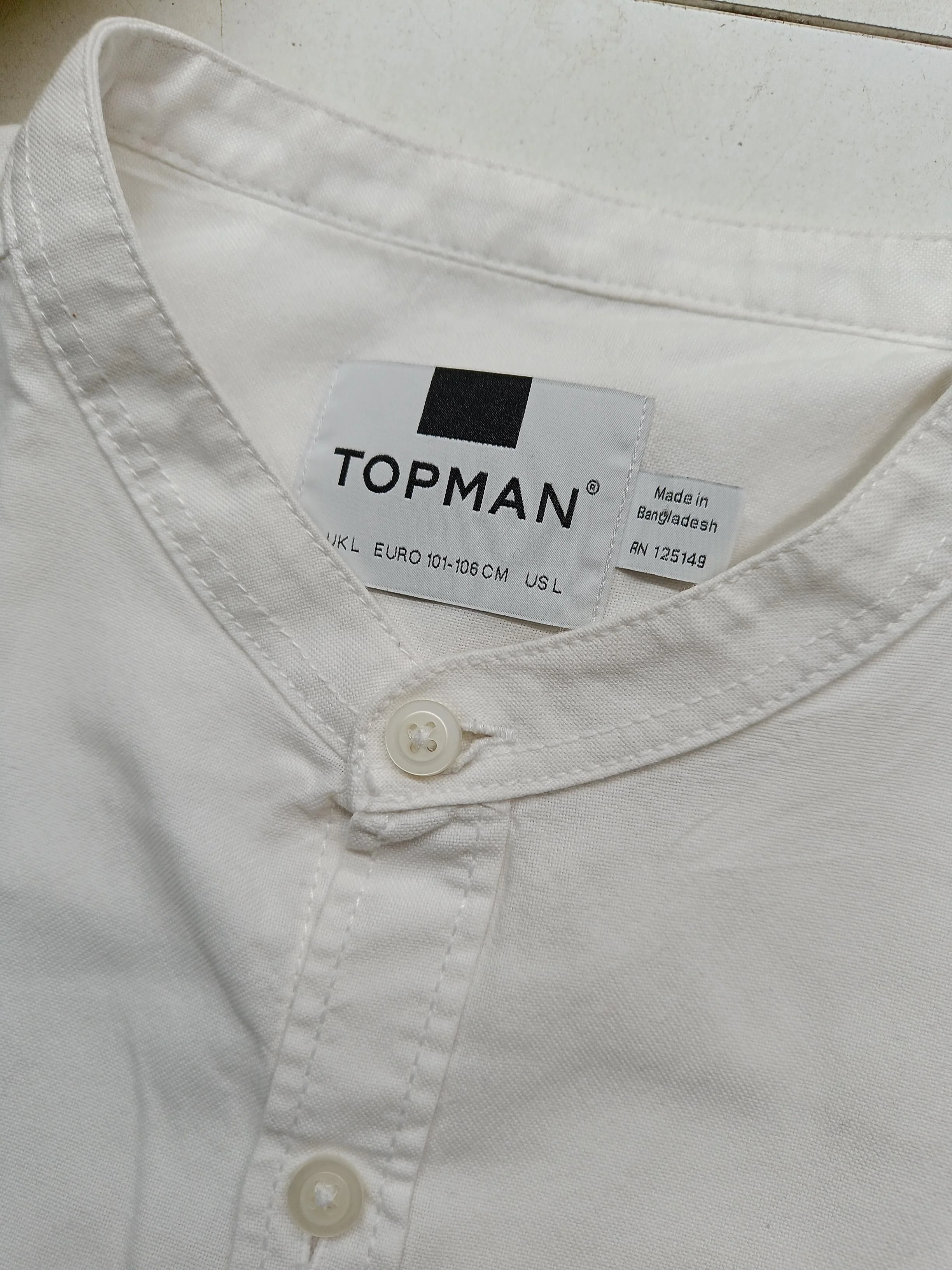 Topman Men's Shirt L White 100% Cotton Basic - Image 5