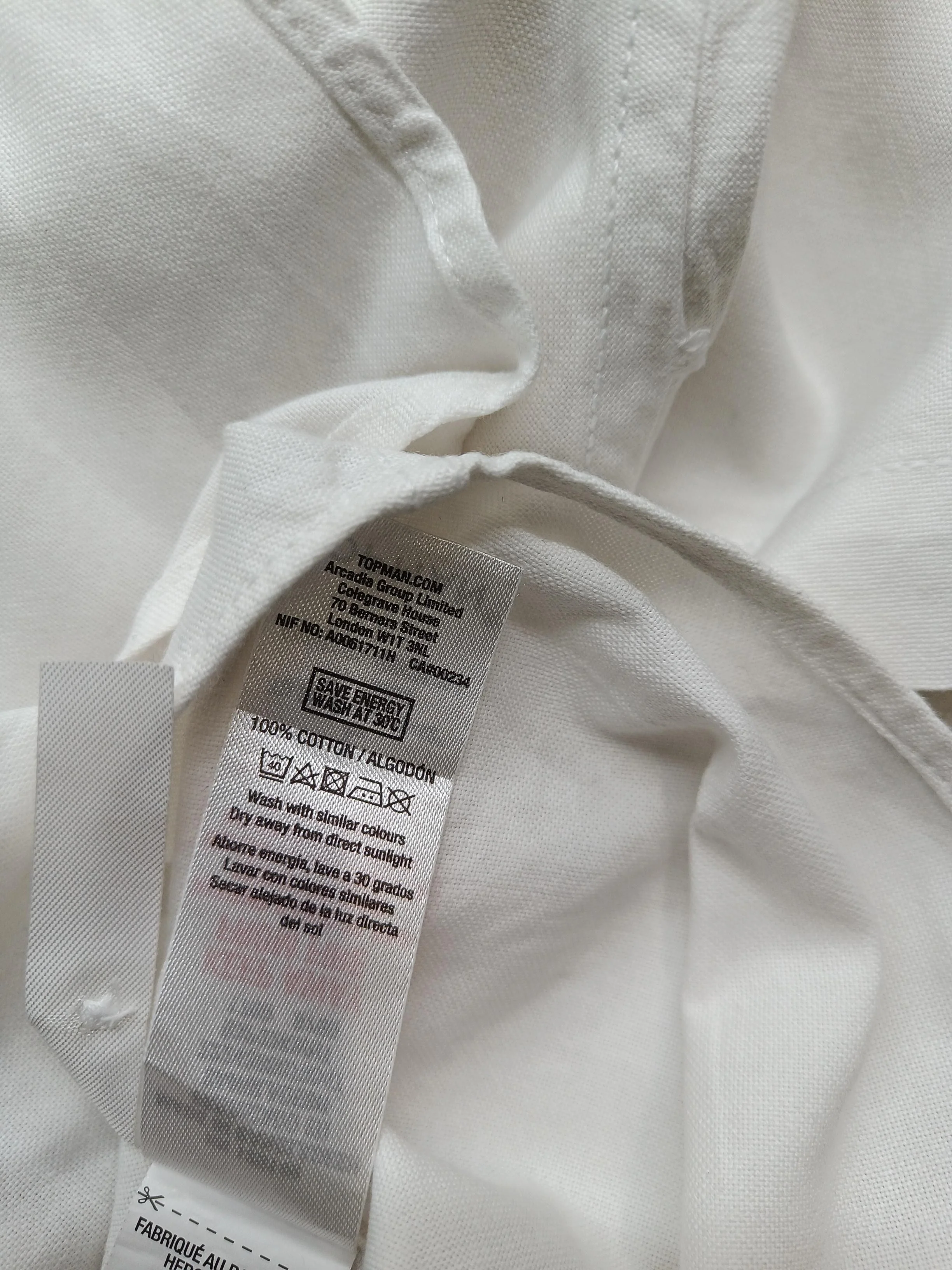 Topman Men's Shirt L White 100% Cotton Basic - Image 6