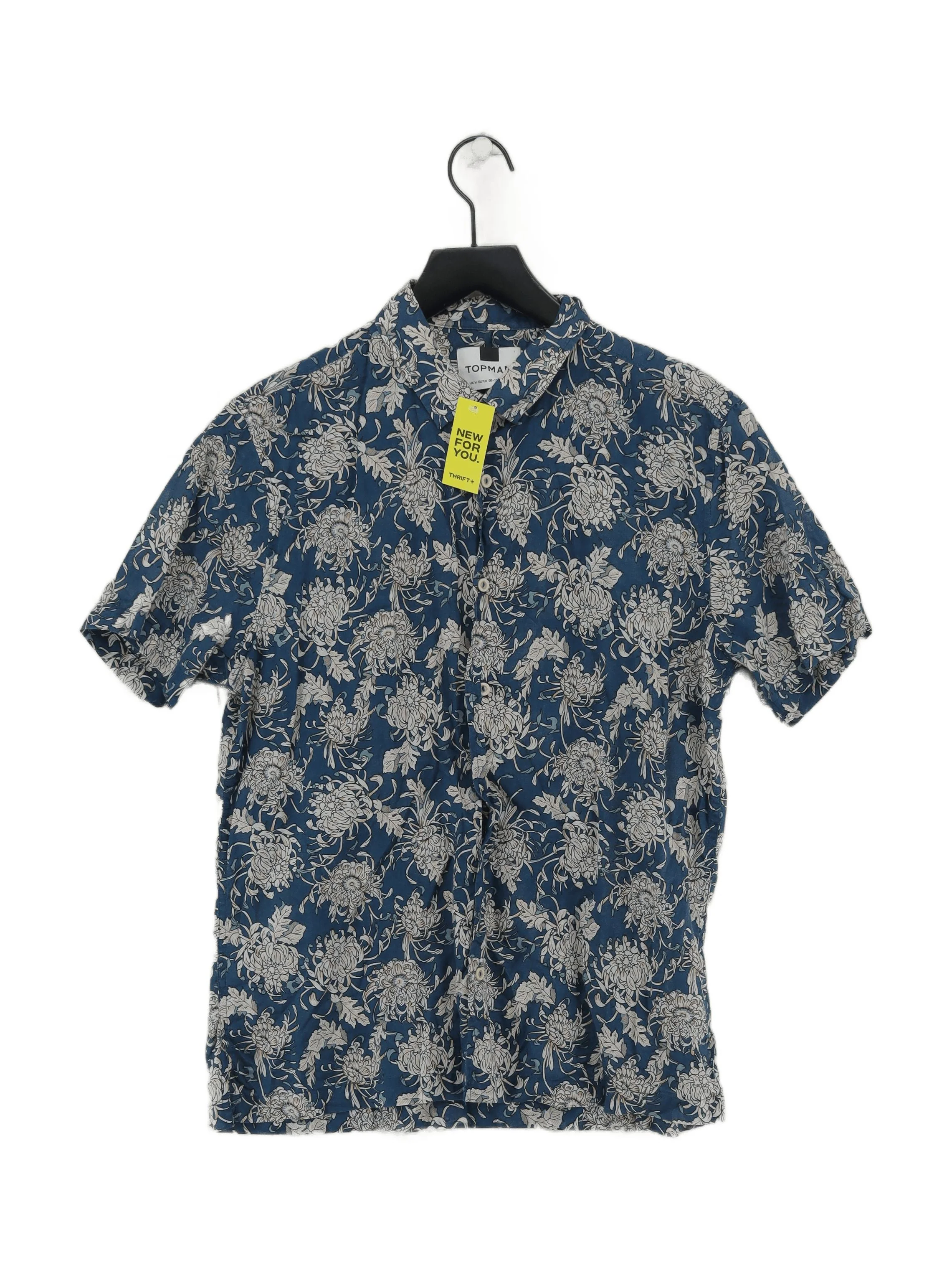 Topman Men's Shirt M Blue Floral 100% Cotton Basic