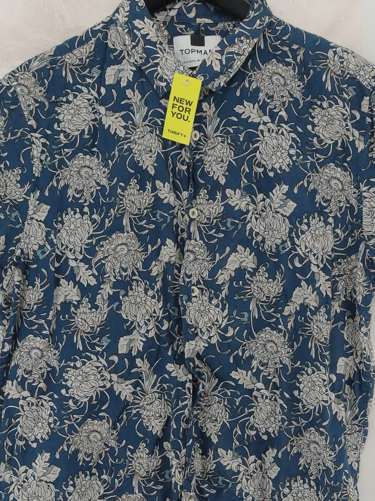 Topman Men's Shirt M Blue Floral 100% Cotton Basic - Image 3