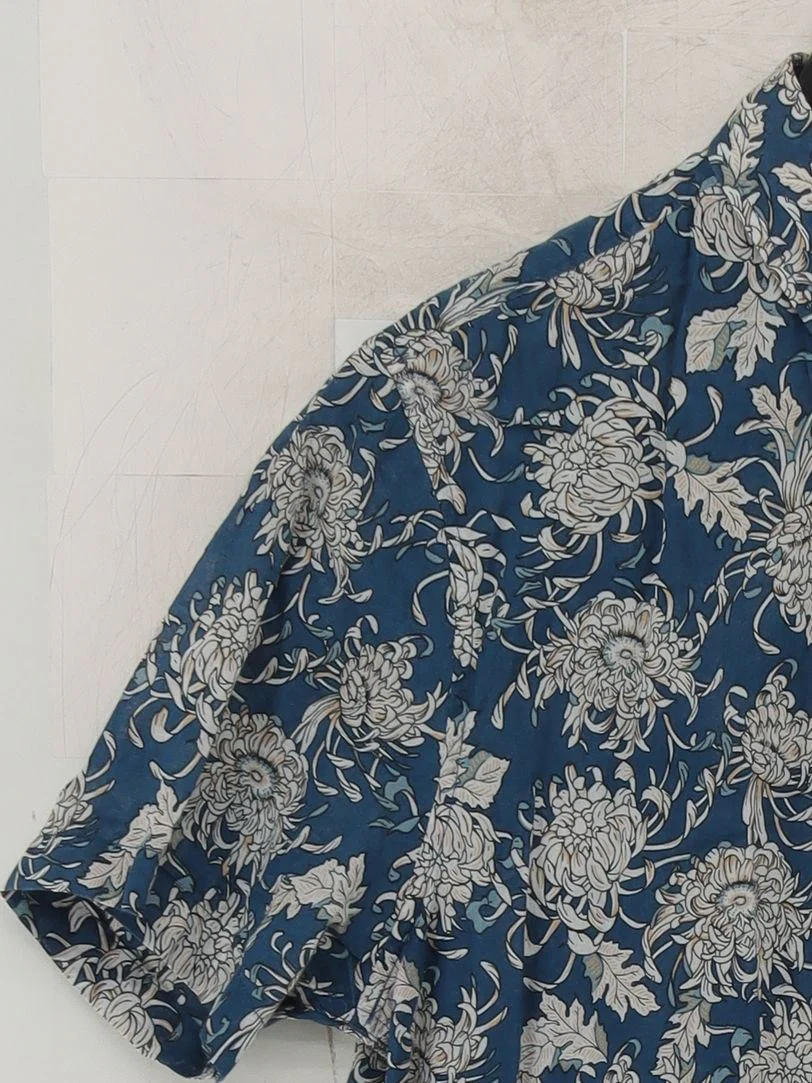 Topman Men's Shirt M Blue Floral 100% Cotton Basic - Image 4