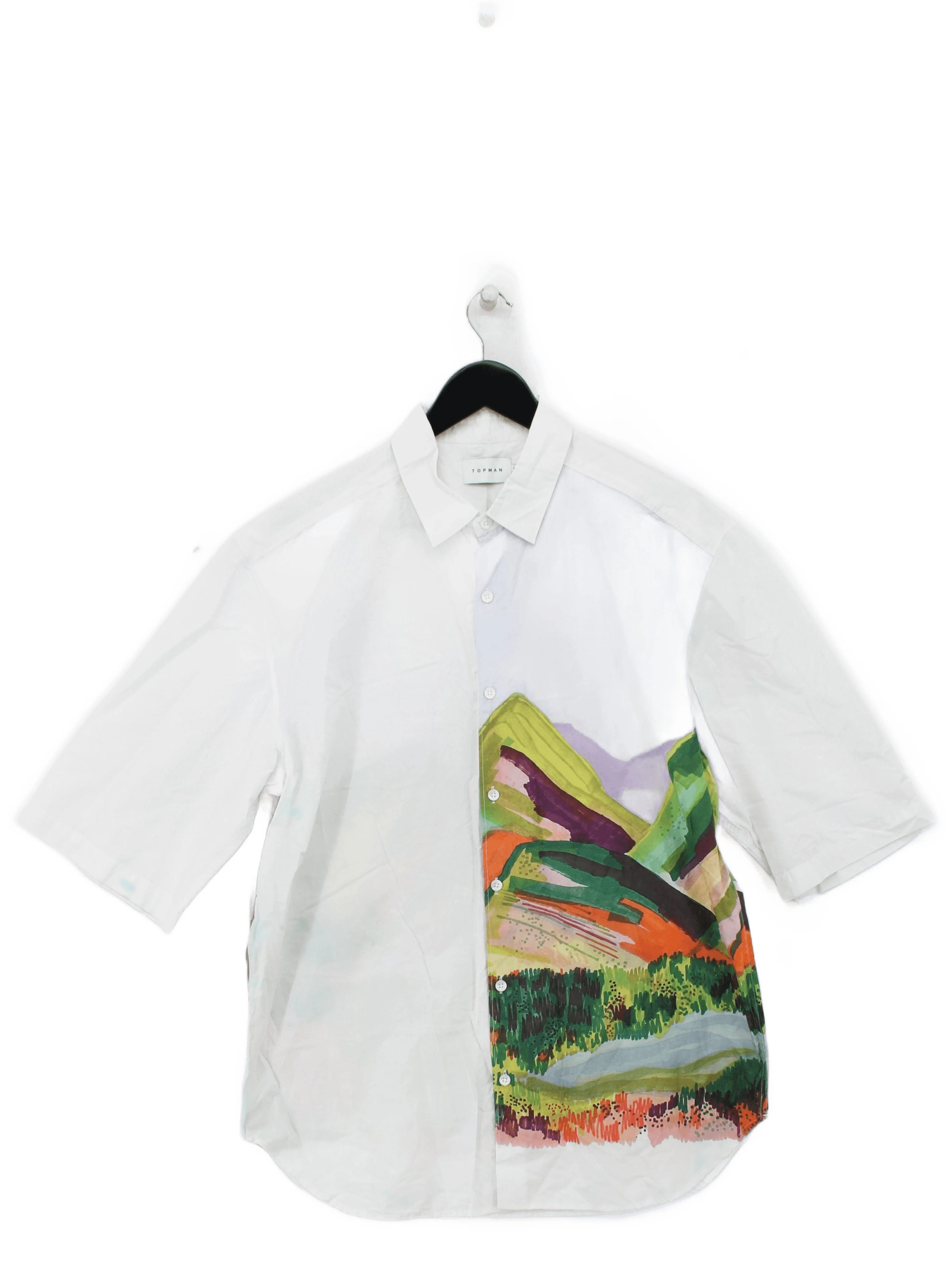 Topman Men's Shirt M White Graphic 100% Cotton Basic