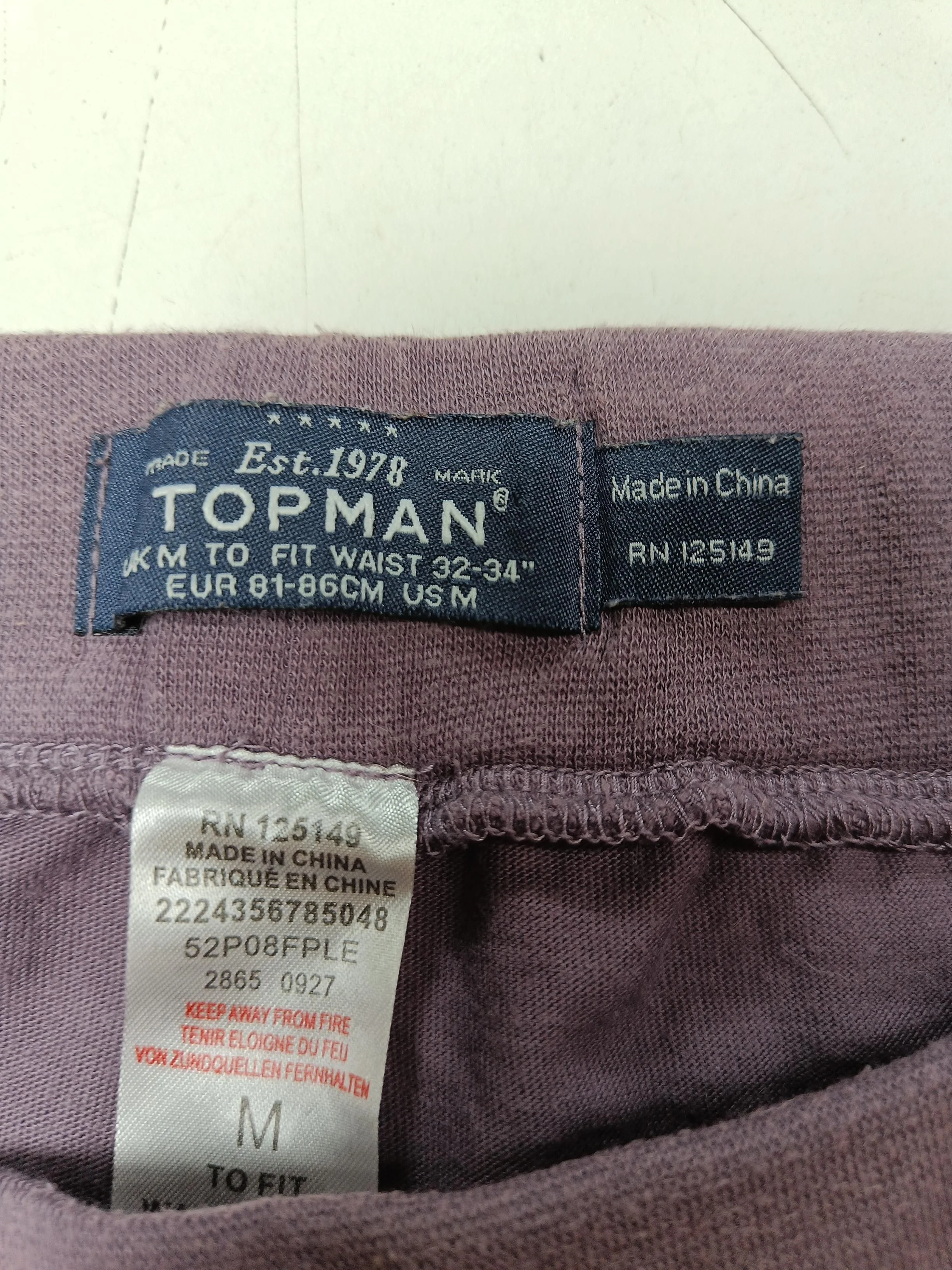Topman Men's Sports Bottoms M Purple 100% Cotton Tapered Sweatpants - Image 7