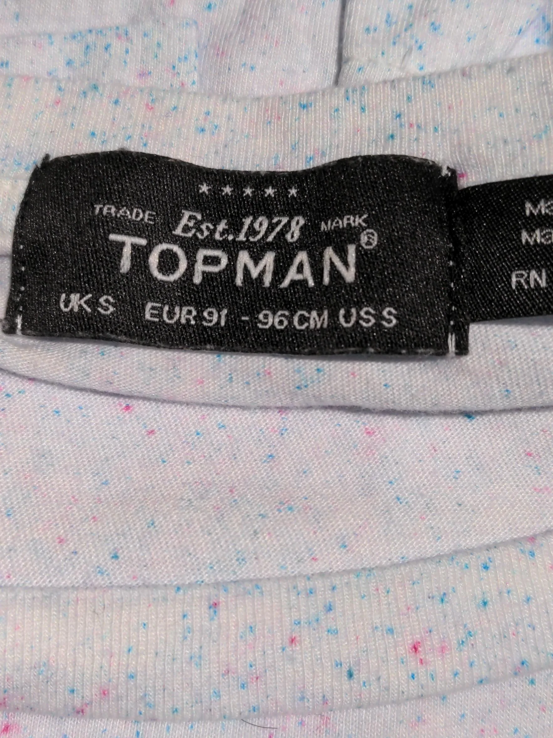 Topman Men's T-Shirt Chest: 36 in White Viscose with Cotton Basic - Image 5