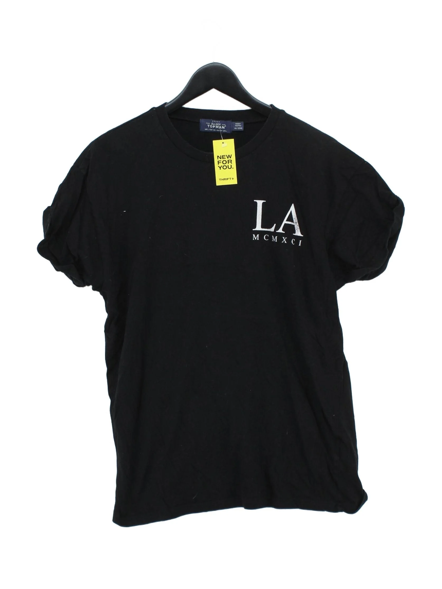 Topman Men's T-Shirt L Black Graphic 100% Other Basic