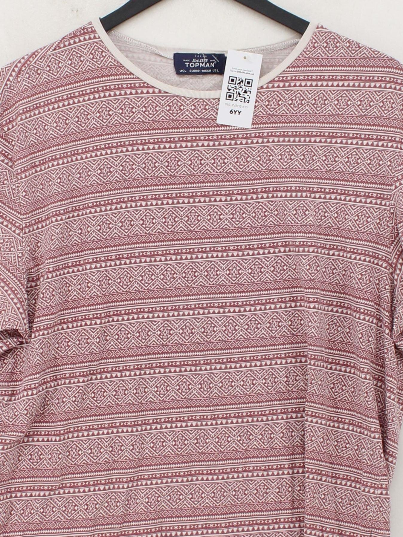 Topman Men's T-Shirt L Multi Geometric 100% Other Basic - Image 3