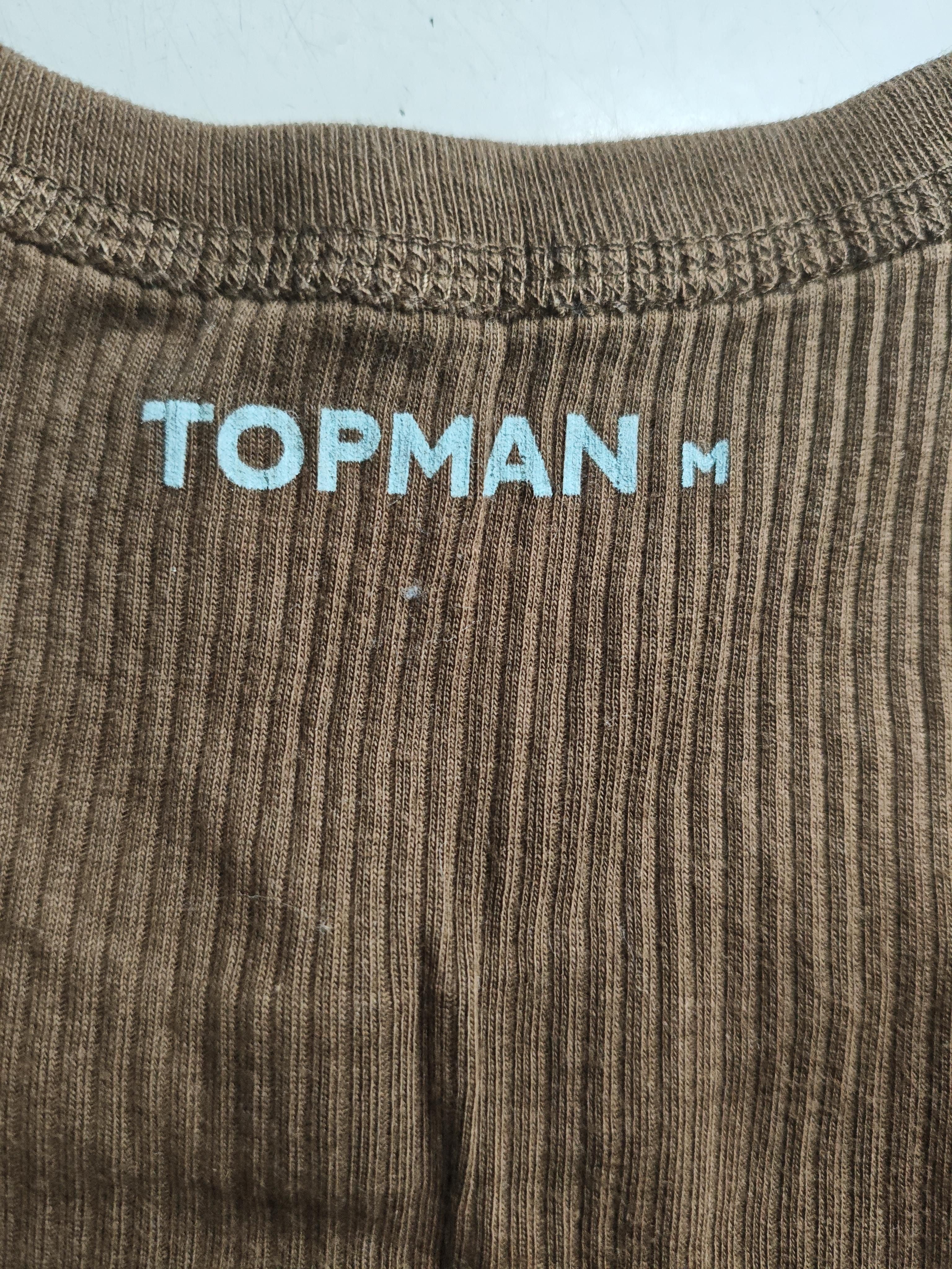 Topman Men's T-Shirt M Brown 100% Cotton Sleeveless Round Neck Basic - Image 5