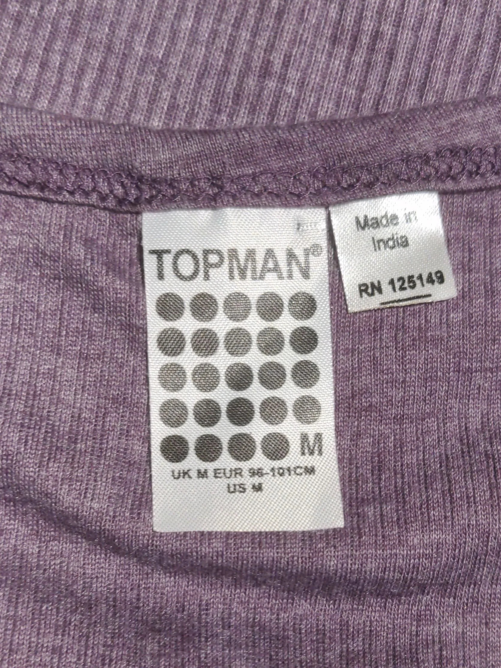 Topman Men's T-Shirt M Purple Cotton with Polyester Sleeveless Round Neck Basic - Image 5