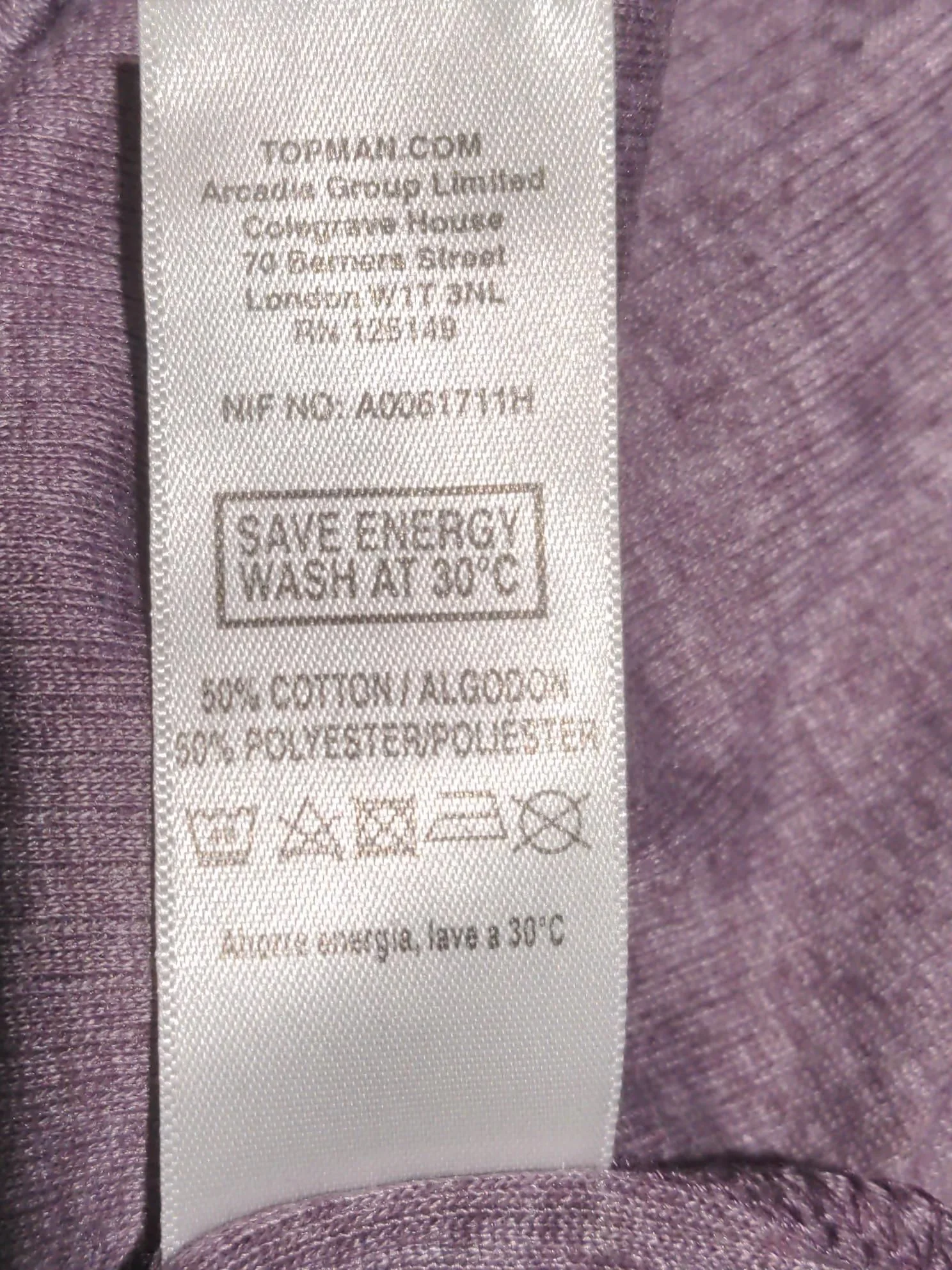Topman Men's T-Shirt M Purple Cotton with Polyester Sleeveless Round Neck Basic - Image 6