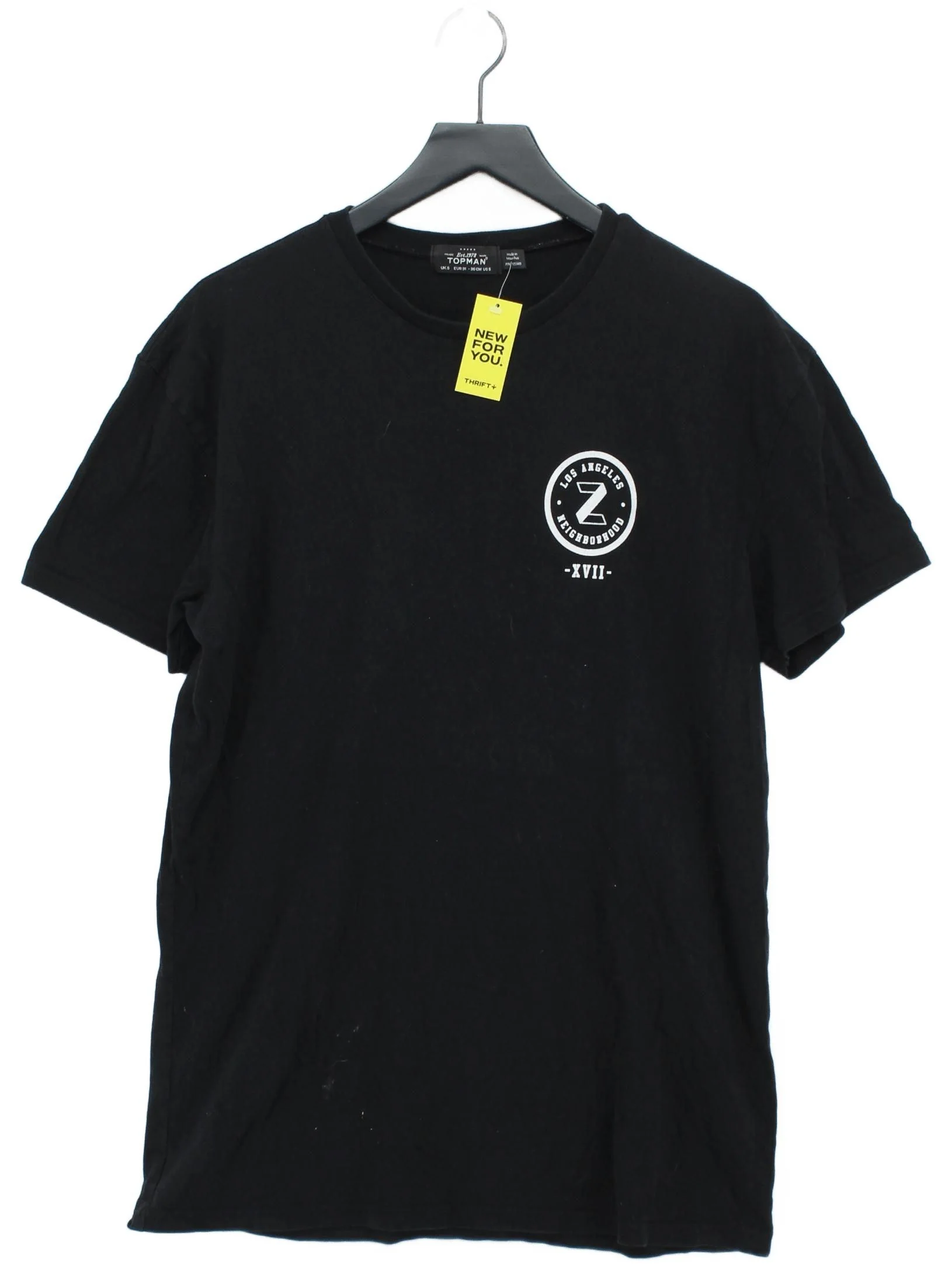 Topman Men's T-Shirt S Black Graphic 100% Cotton Basic