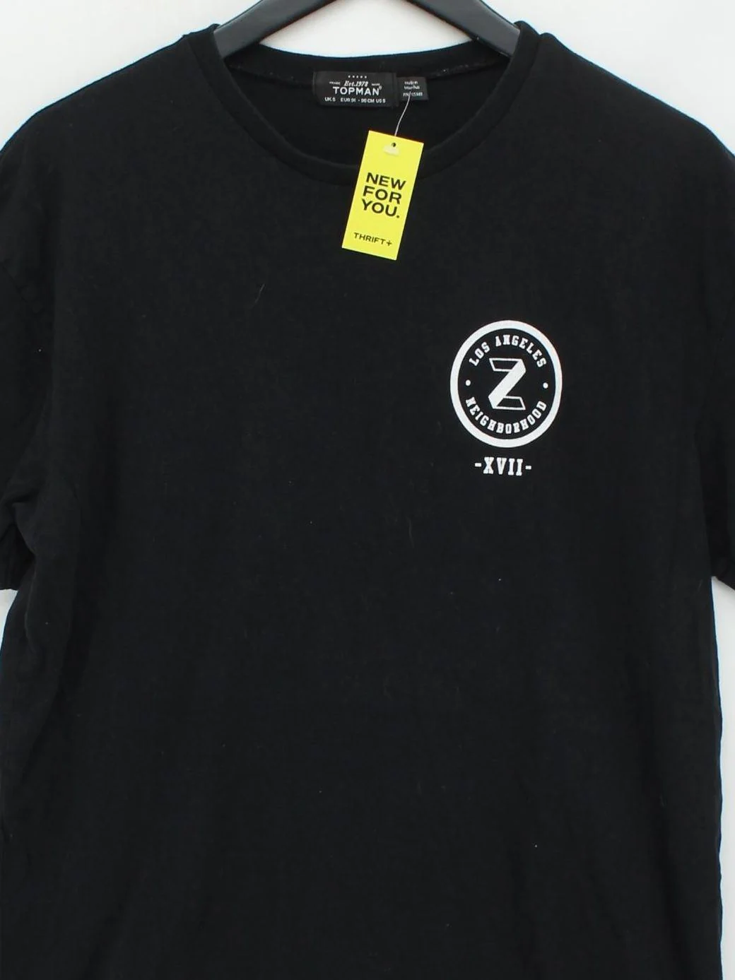 Topman Men's T-Shirt S Black Graphic 100% Cotton Basic - Image 3