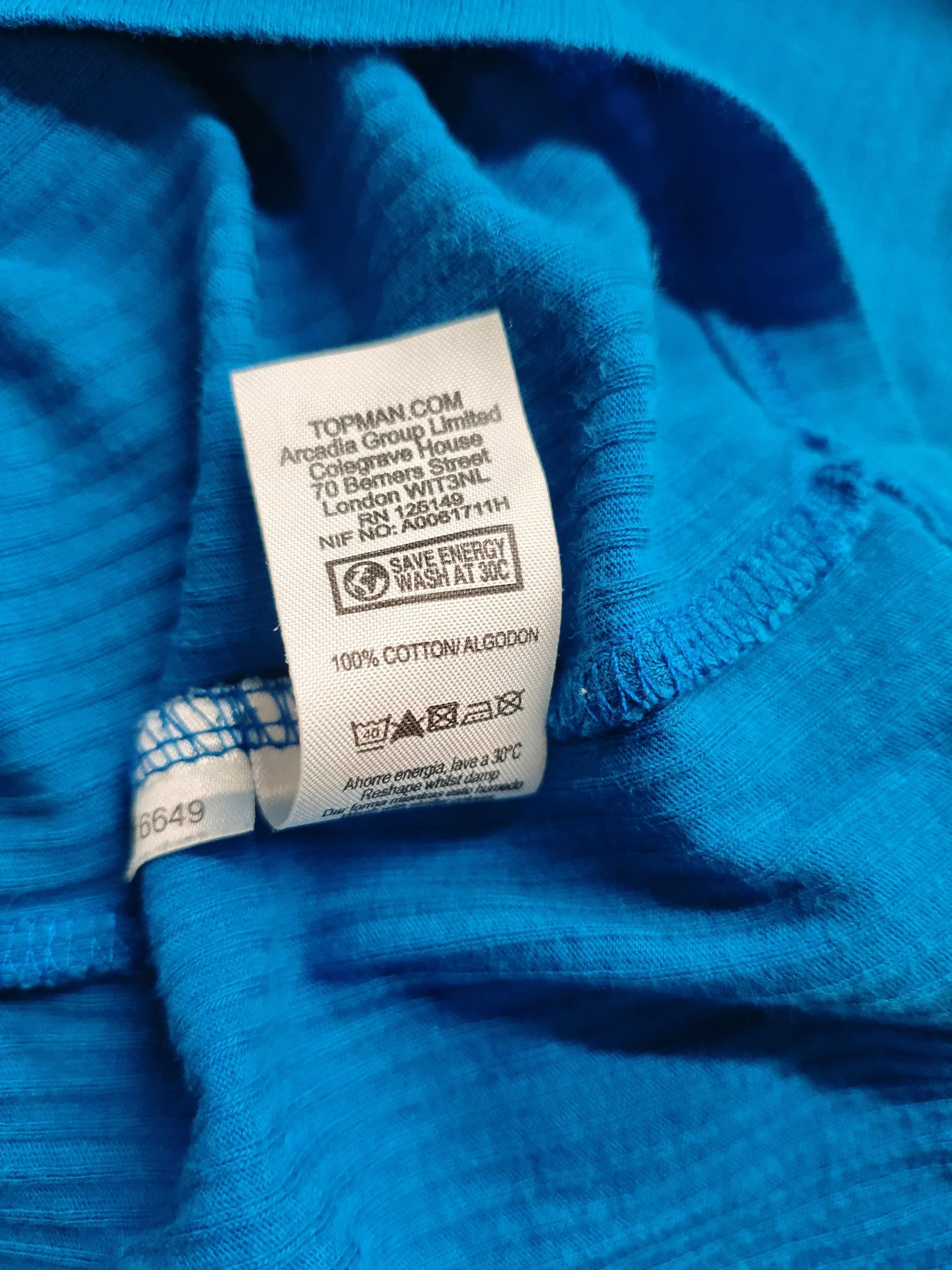 Topman Men's T-Shirt S Blue 100% Cotton Basic - Image 6