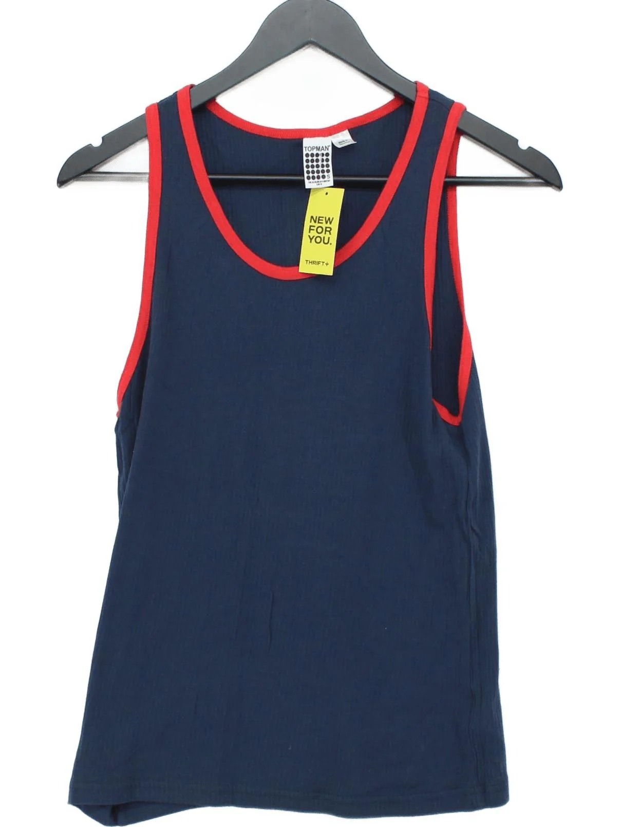 Topman Men's T-Shirt S Blue 100% Cotton Sleeveless Round Neck Basic